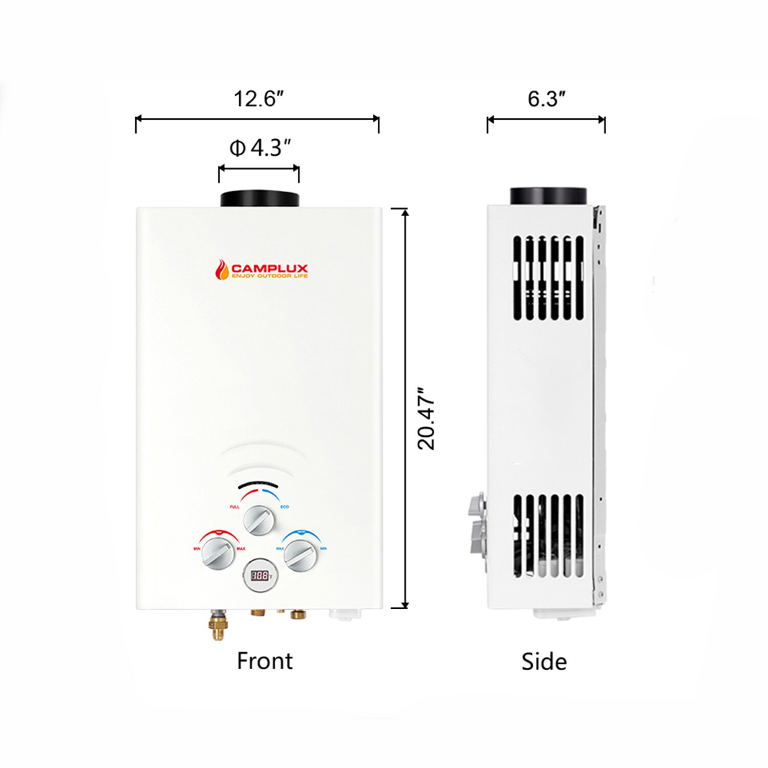 Camplux Portable 2.11-GPM 55000-BTU Outdoor Liquid Propane Tankless ...