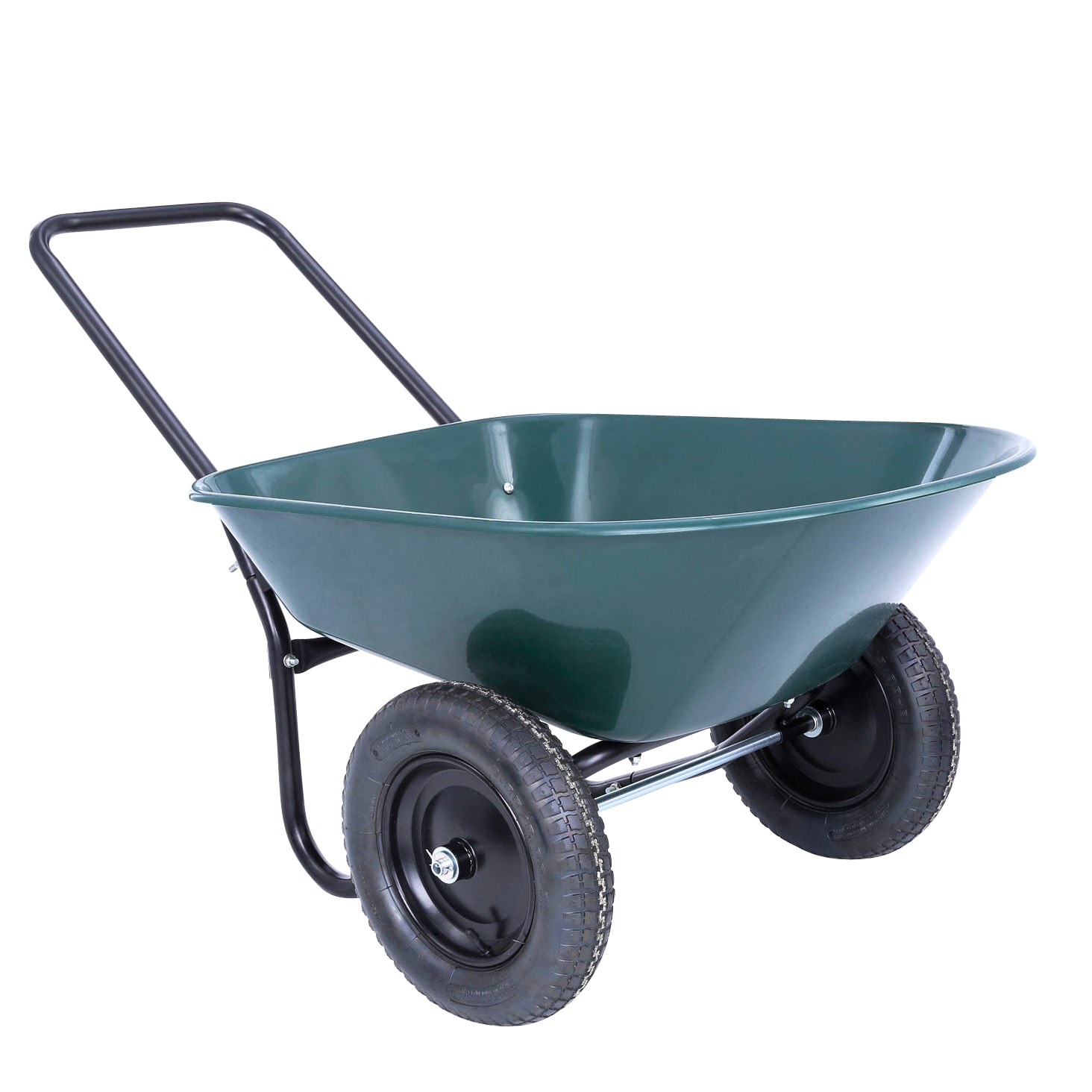 Marathon Green Poly Wheelbarrow - 5 cu ft, Knobby Tires, Steel Handle ...