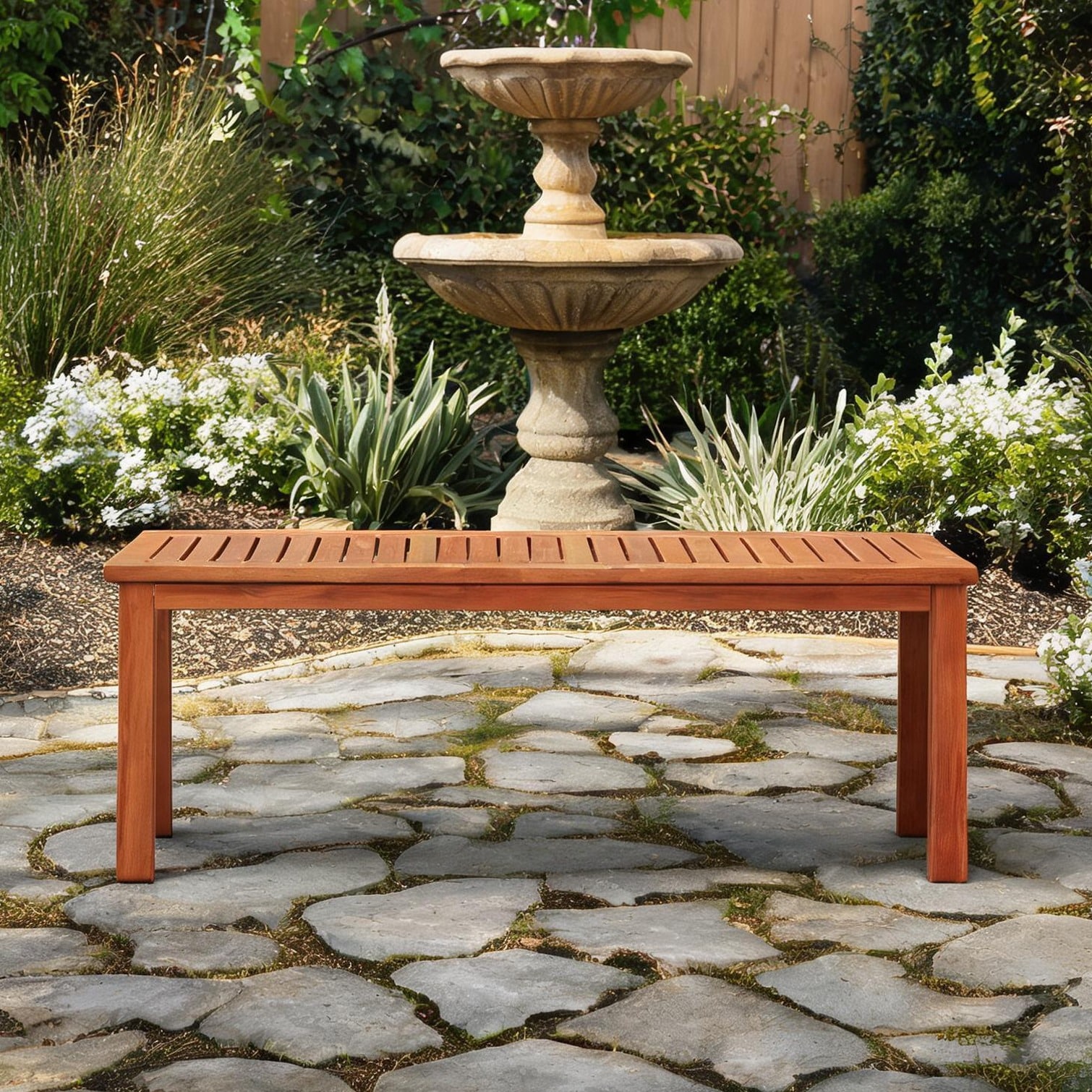 FlowLuxe Bench with Living Room pairing Warm Natural Wood with 59 in ...