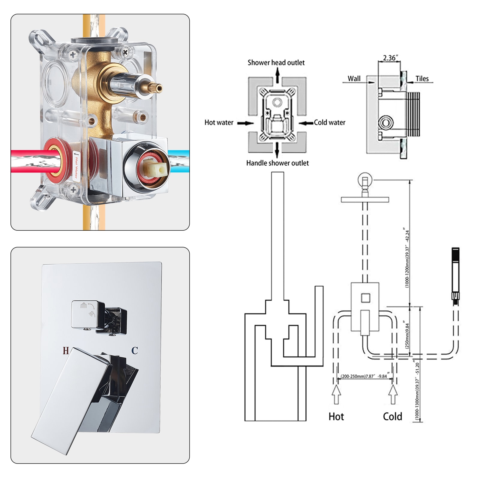 Cobbe LS1-KSA031 Showerhead-Bar-Panels - View #4