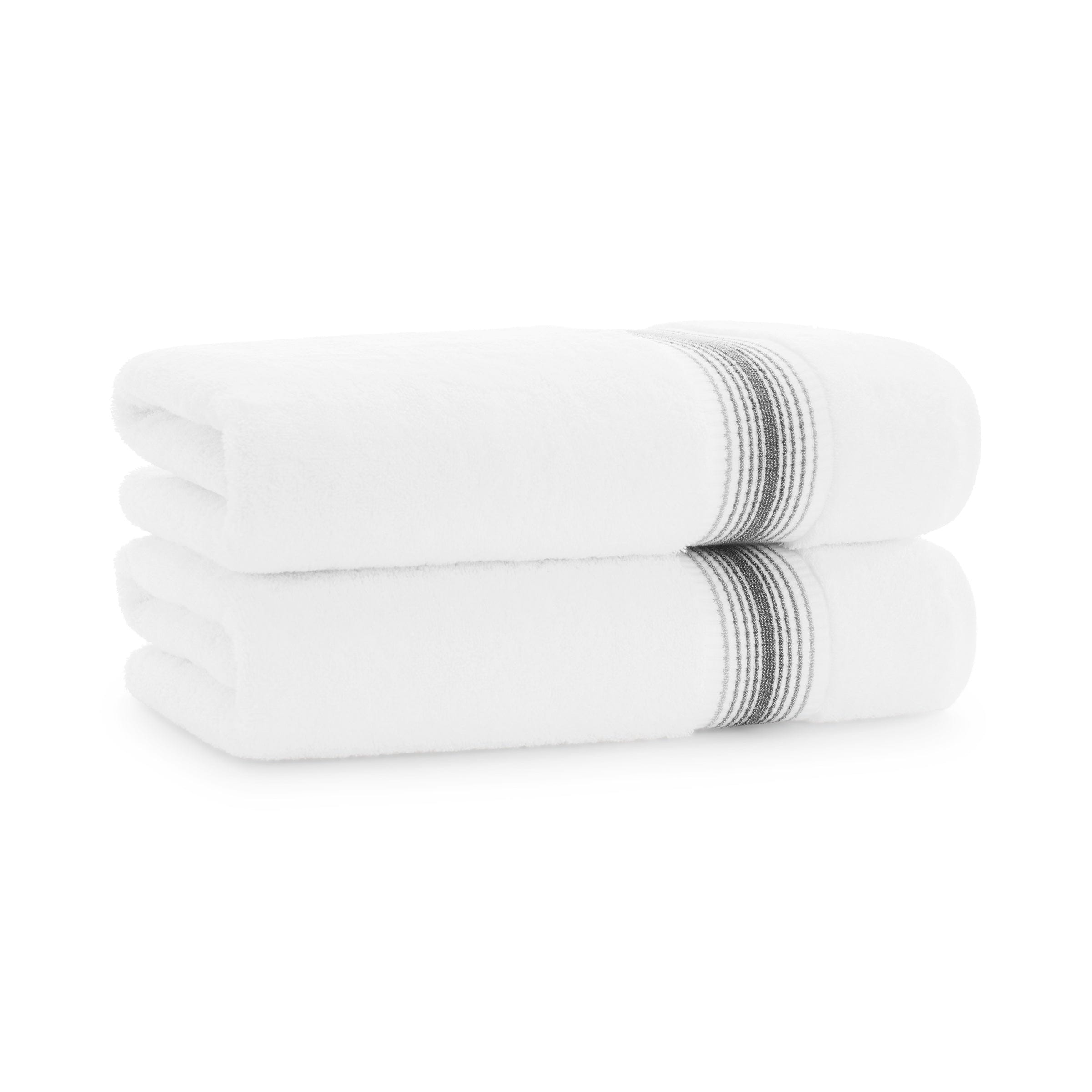 Arkwright Home Aston and Arden Turkish Striped Bath Towel 30x60 Pewter - Pack of 2