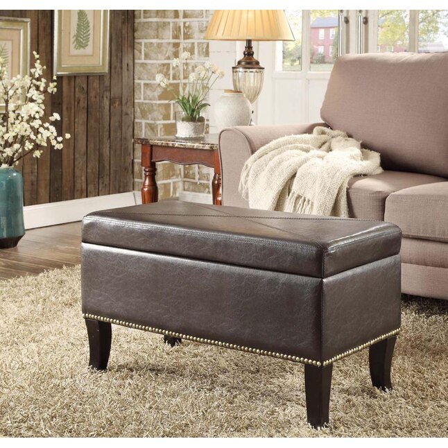 Convenience Concepts Winslow Modern, Faux Leather Ottoman Coffee Table With Storage