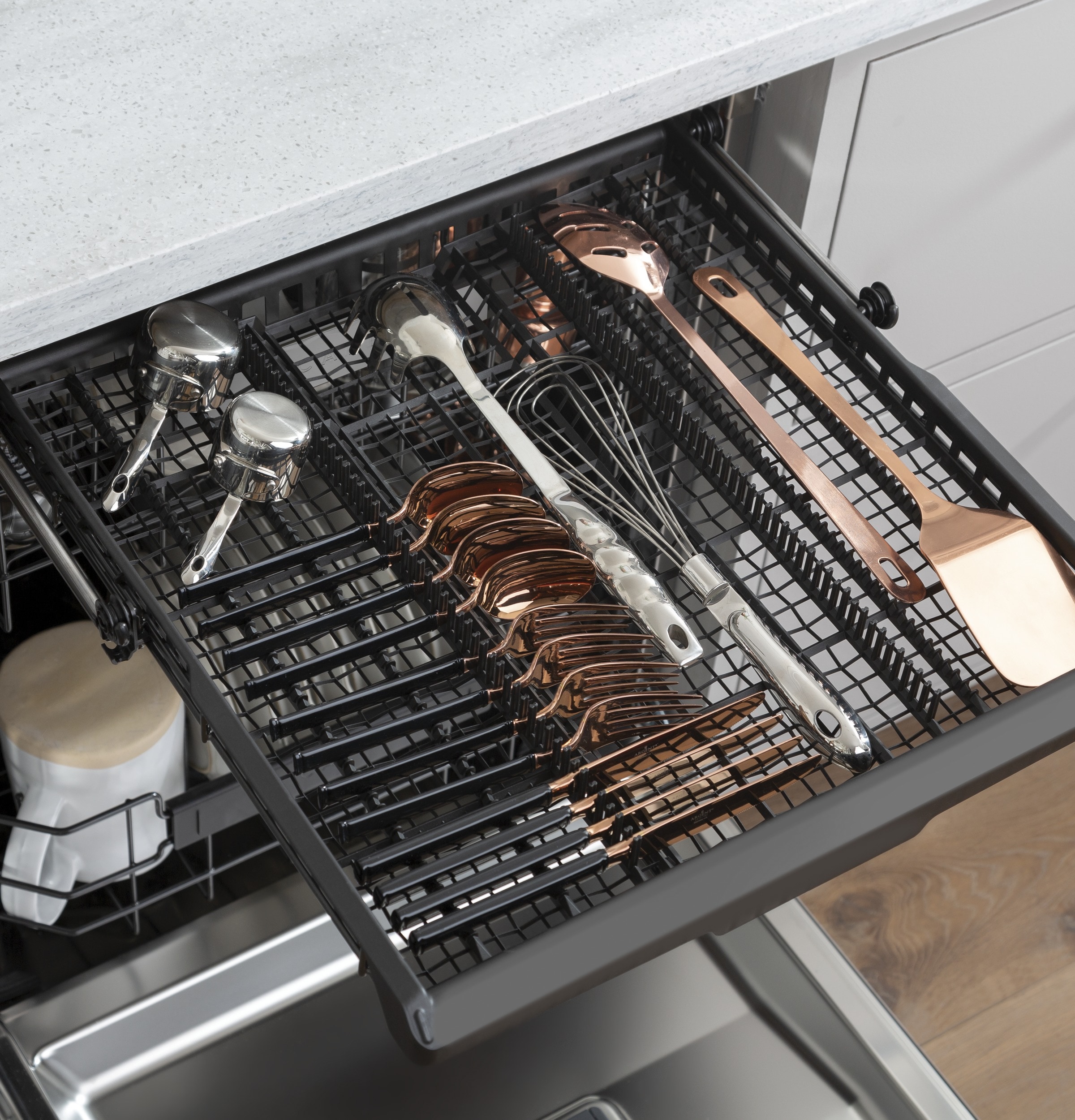 GE Appliances 24 Double Drawer Dishwasher in Matte White