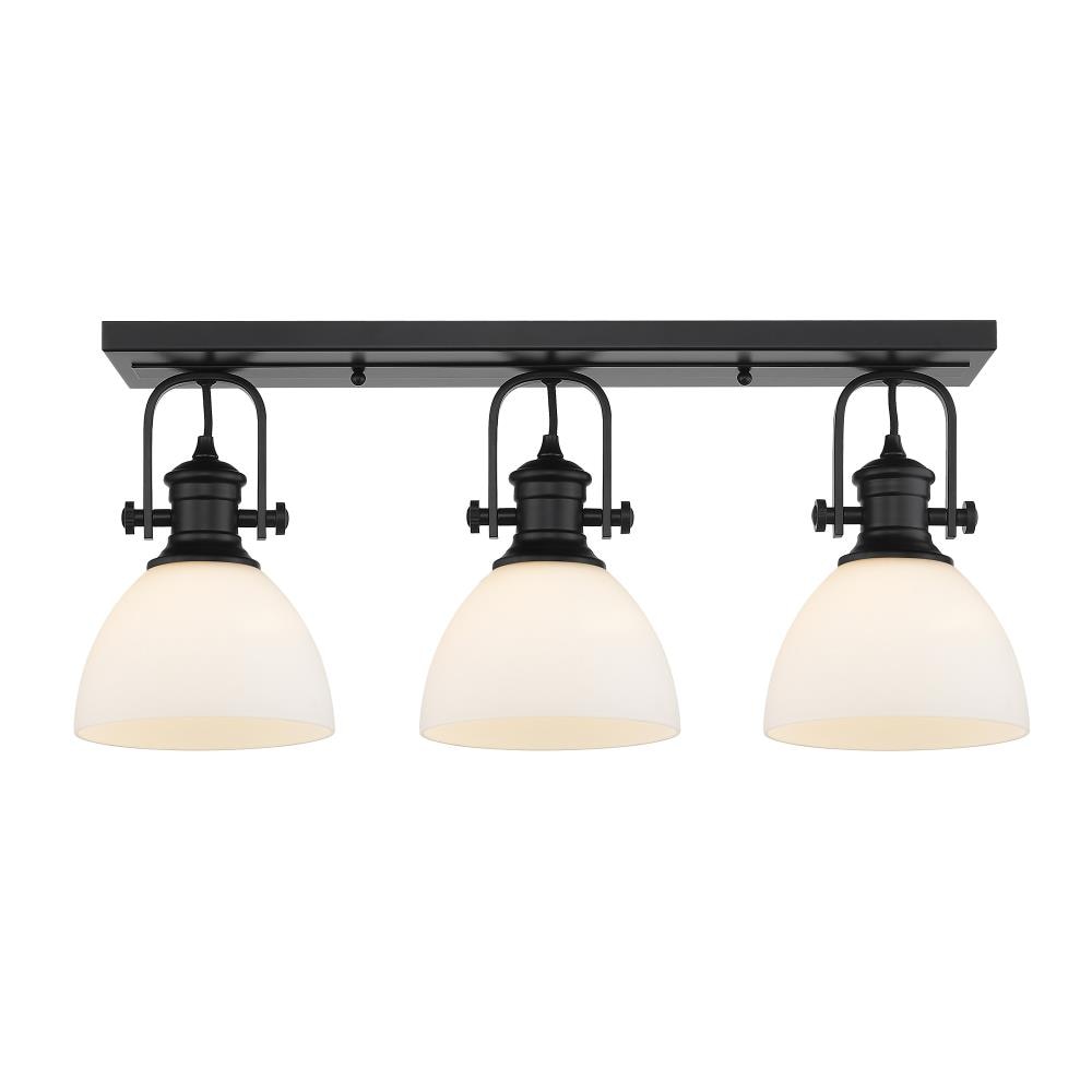 Golden Lighting 3118-3SF BLK-OP Hines 3 -Light 25.125-in Black Semi Flush Mount Light