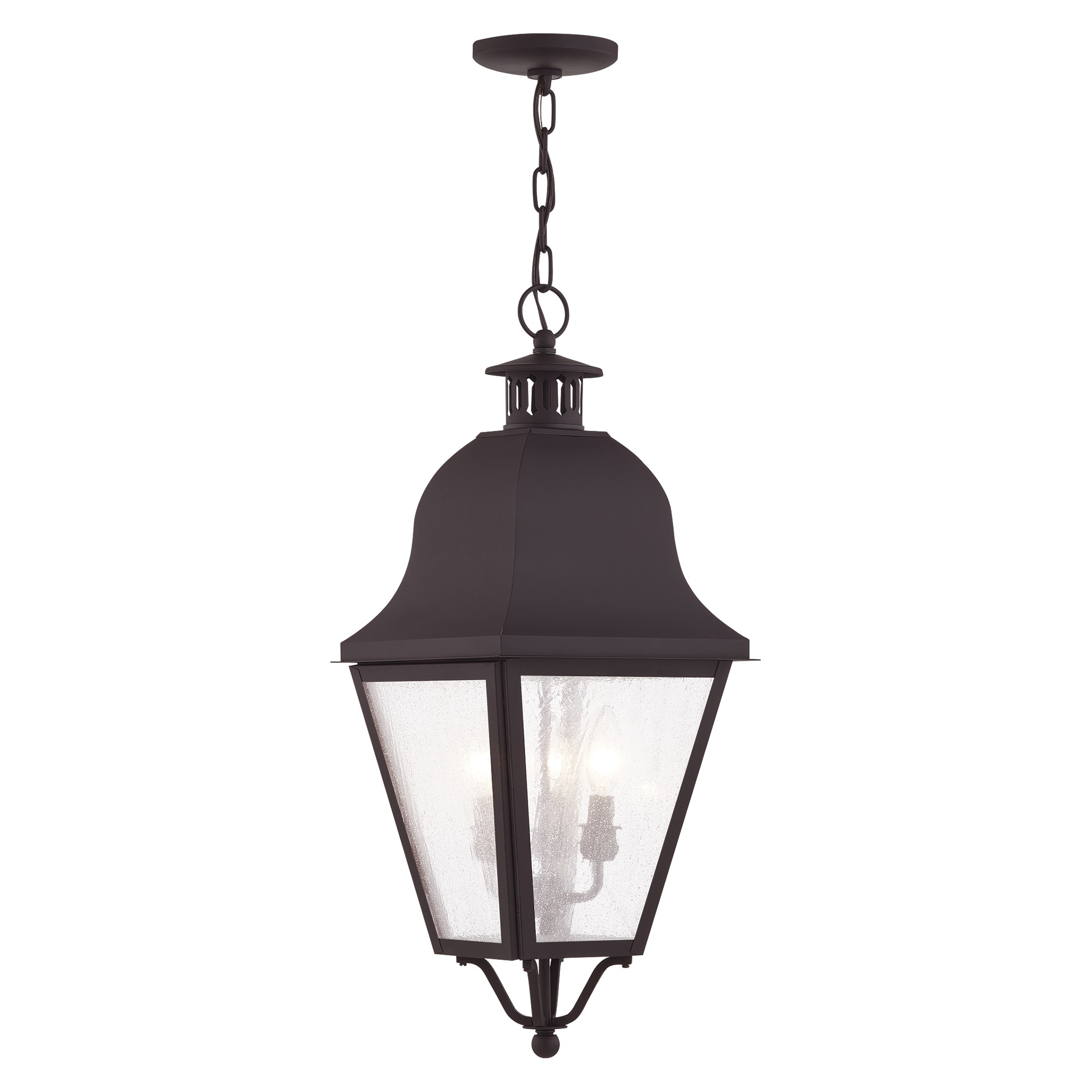 Livex Lighting 2557-07 Amwell 3 -Light Bronze Traditional Seeded glass Lantern Medium Outdoor Hanging Pendant light