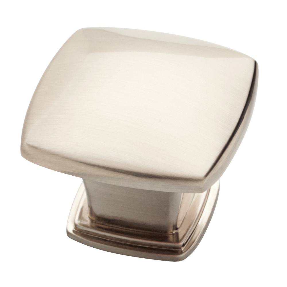 Brushed Nickel Square Cabinet Knob with Mounting Hardware