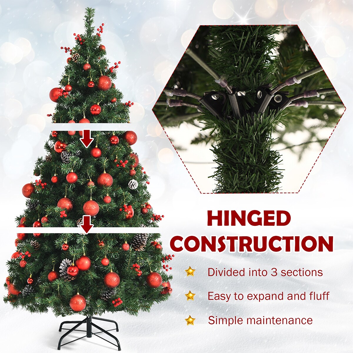 WELLFOR CM-HFY-23613US Artificial-Christmas-Trees - View #3