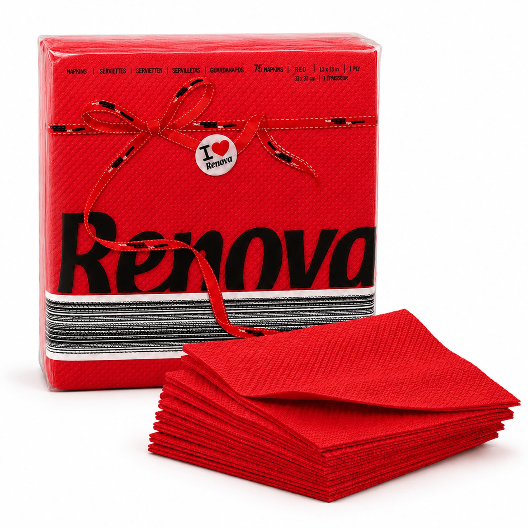 EVIDECO FRENCH HOME GOODS Red 1-Ply Disposable Luncheon Paper Napkins 70-Pack 12.6 x 11.8 in