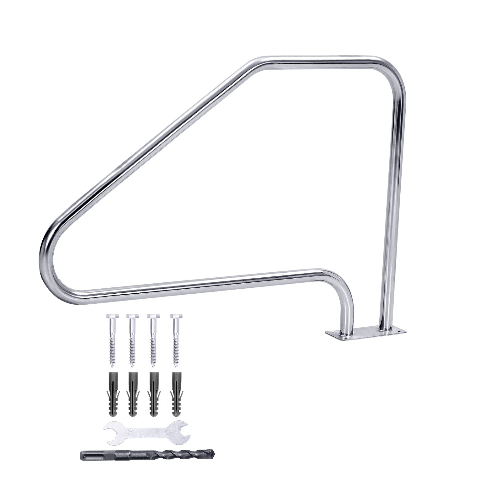 GarveeLife Rustproof Swimming Pool Handrail 304 Stainless Steel with Blue Handle Gloves and Attachments for Swimming Pools #LSLX0429FS04