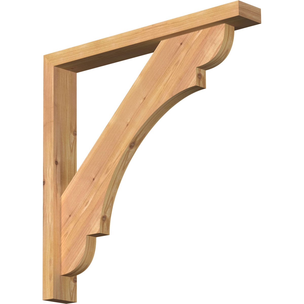 Ekena Millwork 1463526 Olympic block smooth bracket with offset brace 3-1/2-in x 26-in x 26-in Western red cedar Brown Wood Standard bracket