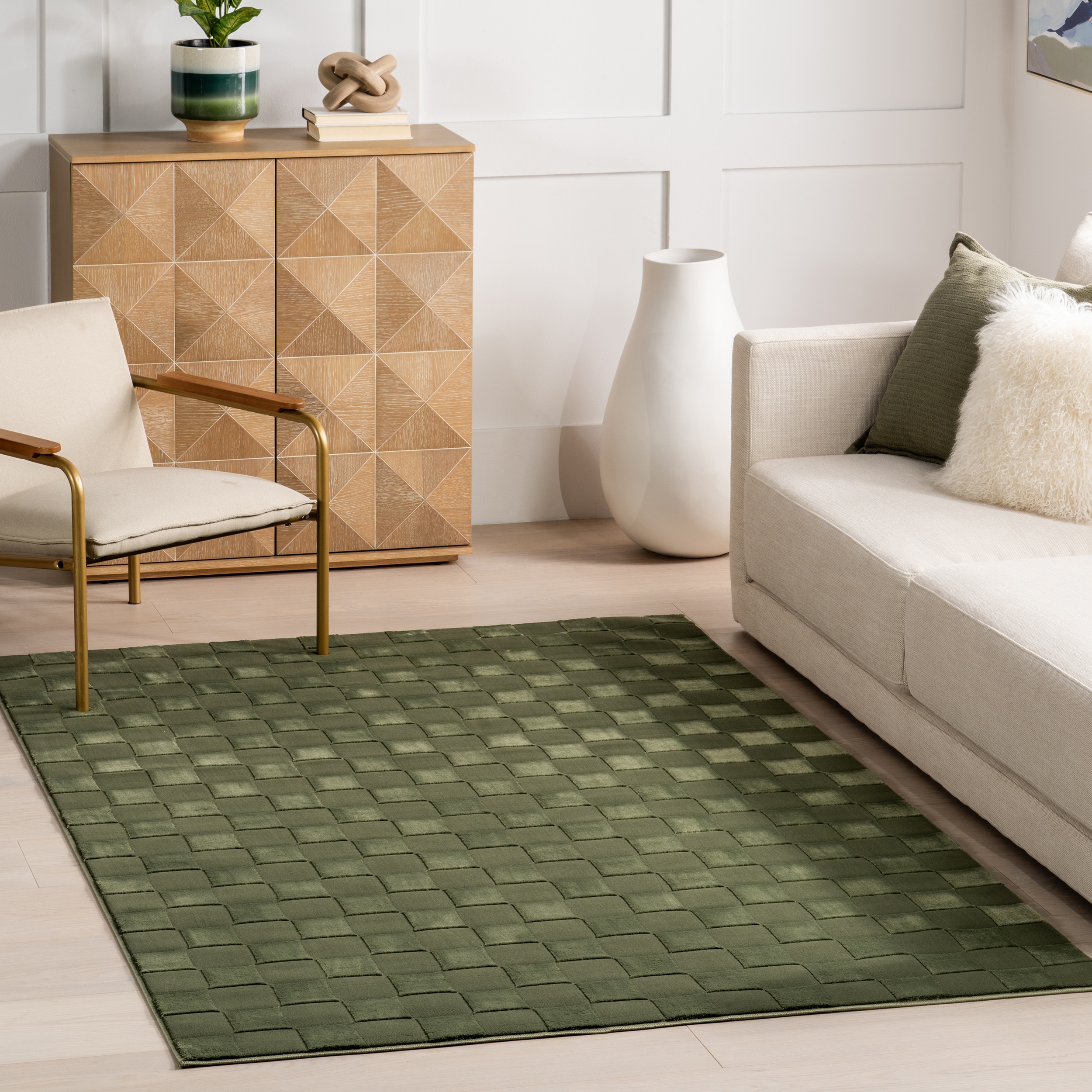 nuLOOM 200MEGR05A-8010 Alaiya Checkered Machine Washable 8' x 10' Area Rug in Green