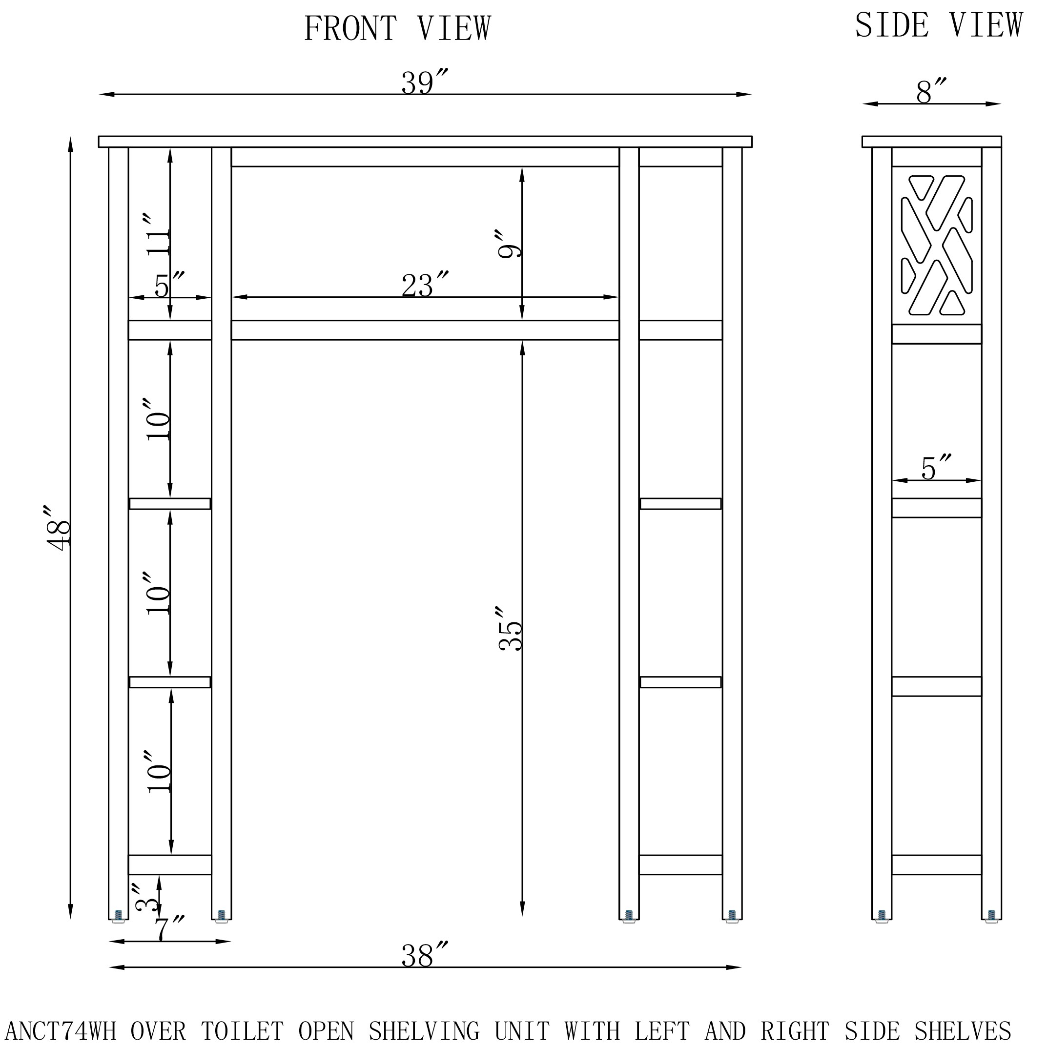 Alaterre Furniture White 9-Tier Wood Freestanding Bathroom Shelf (39-in ...