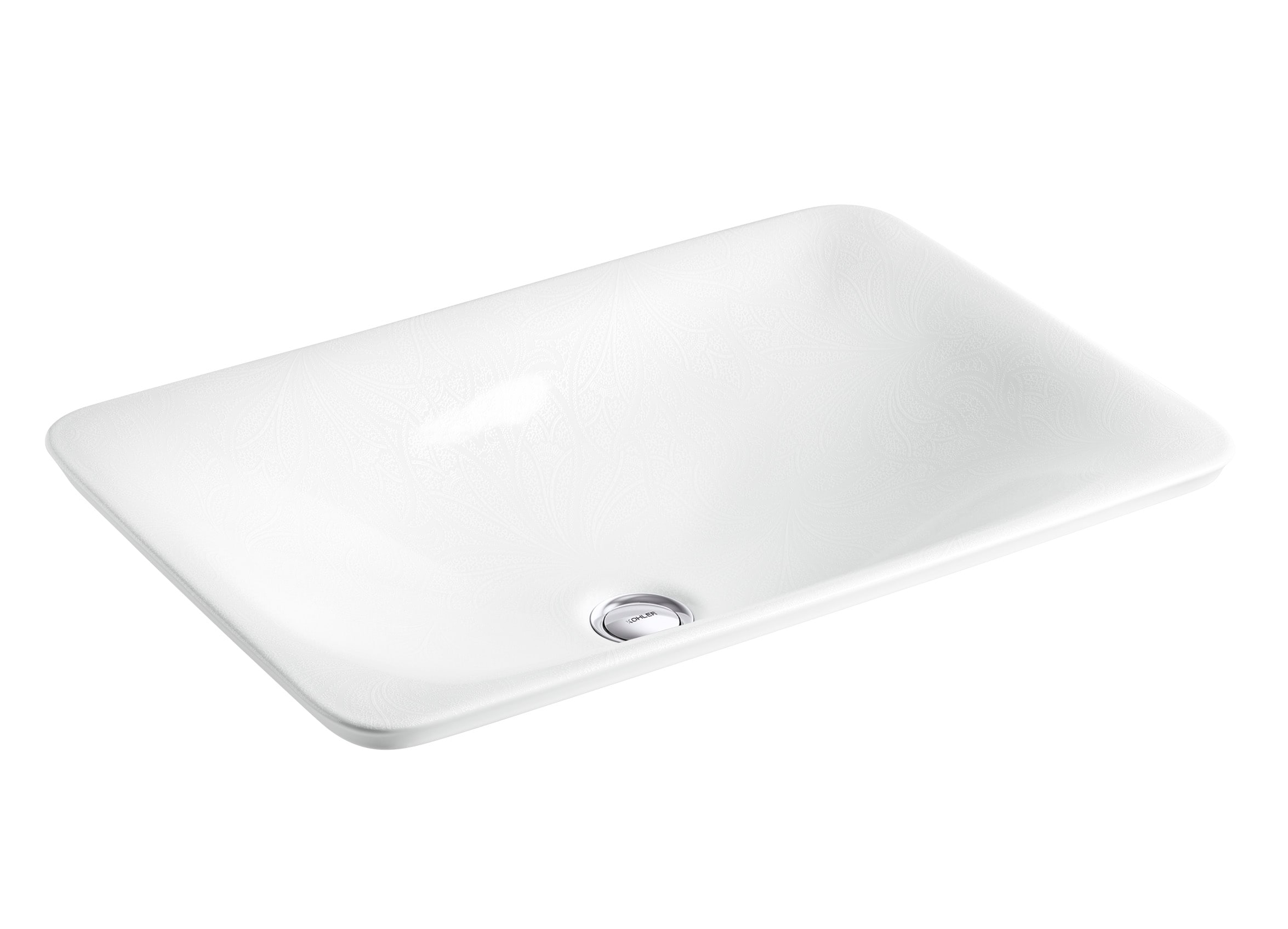 KOHLER 75749-FP1-0 Artist Editions Sartorial Vitreous china Vessel Rectangular Traditional French Paisely Bathroom Sink ( 21.125-Inches x 14.5625-Inches )