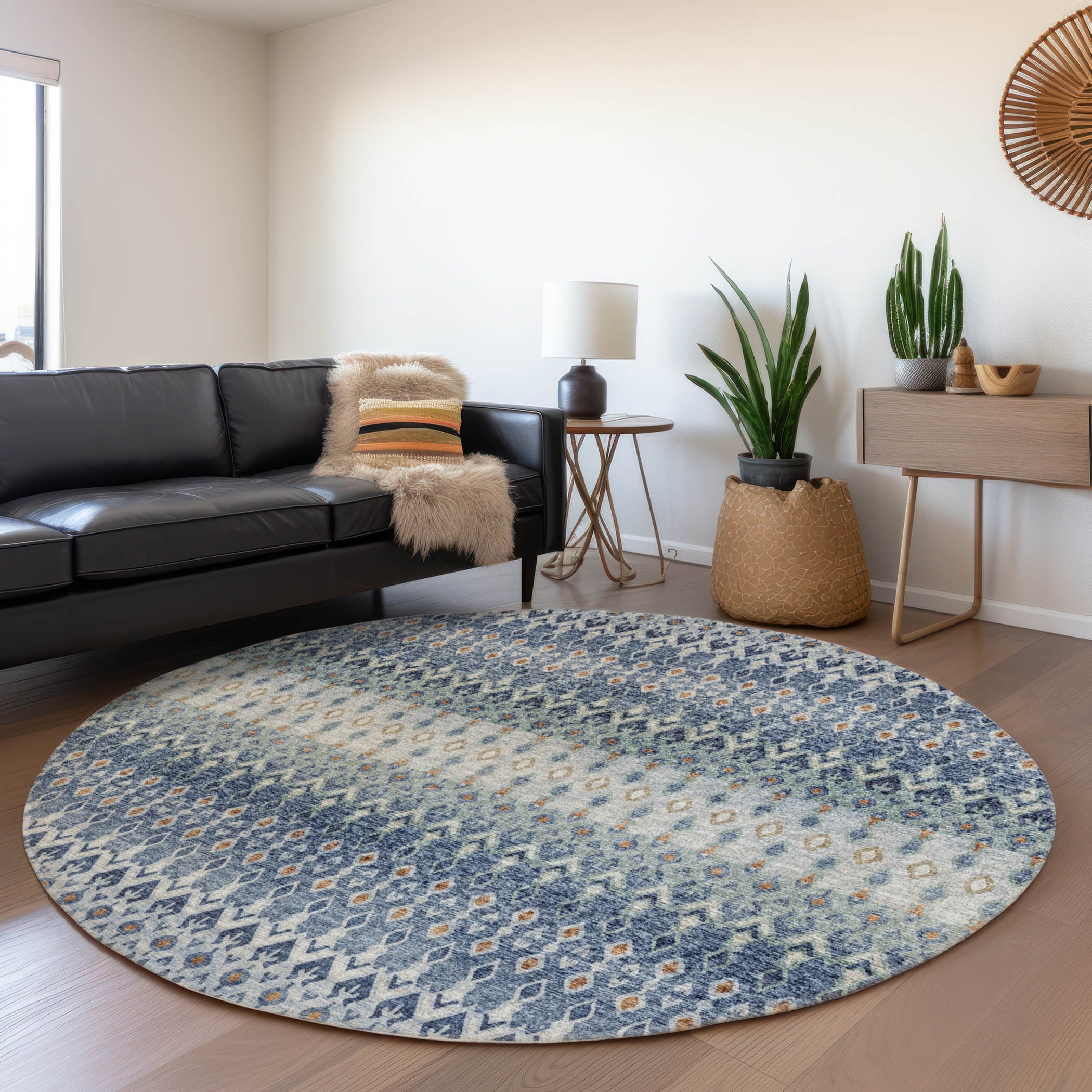 Addison Rugs AMF72SE8RO Mayfield AMF72SE 8 x 8 (ft) Loomed Polyester Seaglass Round Indoor Abstract Machine washable Area rug