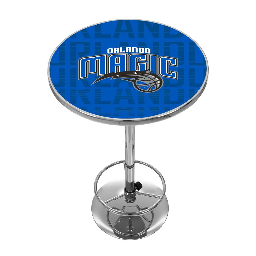 Trademark Gameroom NBA2000-OM3 Orlando Magic Pub Tables Chrome Round Traditional Bar Table, Composite with Metal Pedestal Base 27.375-in L x 42-in H