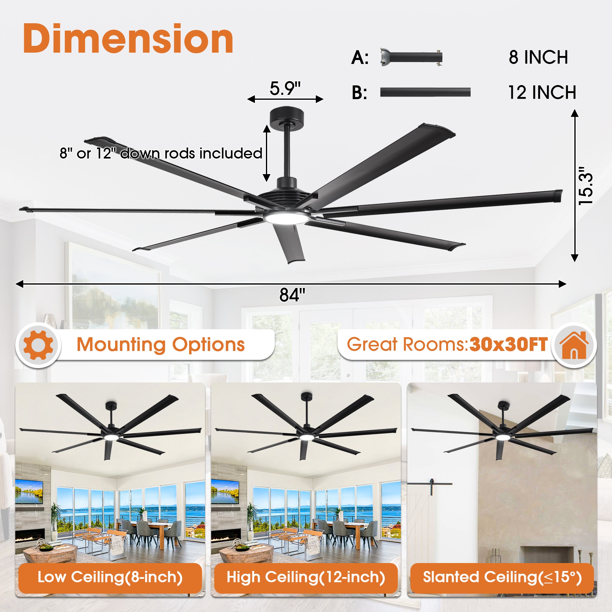 Parrot Uncle F8001BK Ceiling-Fans - View #11