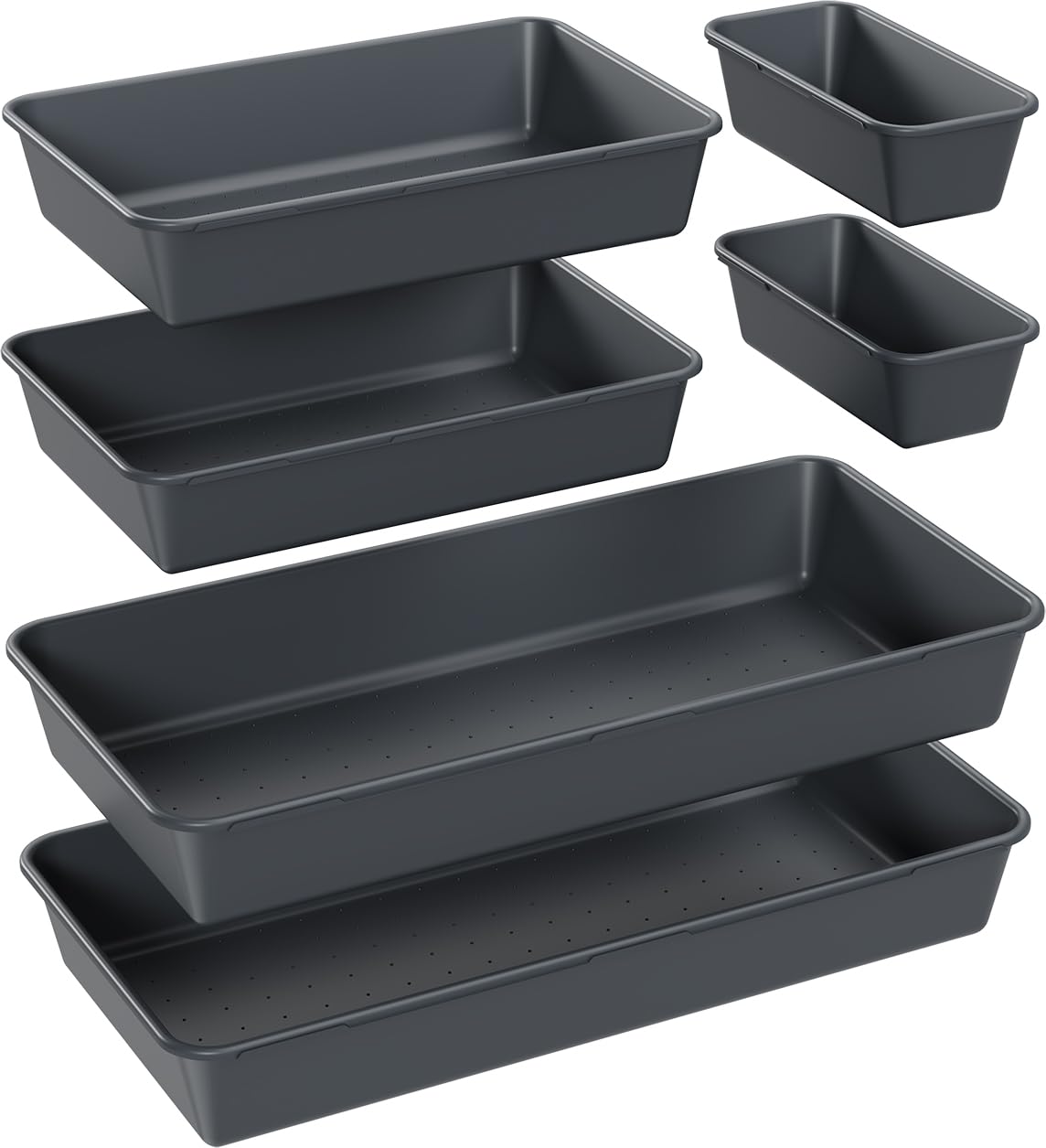 Yichuhaoxi  6 PCS Large Drawer Organizer Set with Three Sizes Plastic Trays for Kitchen Vanity Office Bathroom Storage durable home and garden