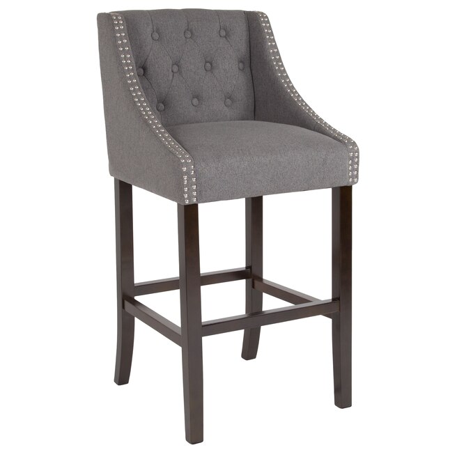 Upholstered Bar Stool In The Stools, Grey Fabric Bar Stools With Studs