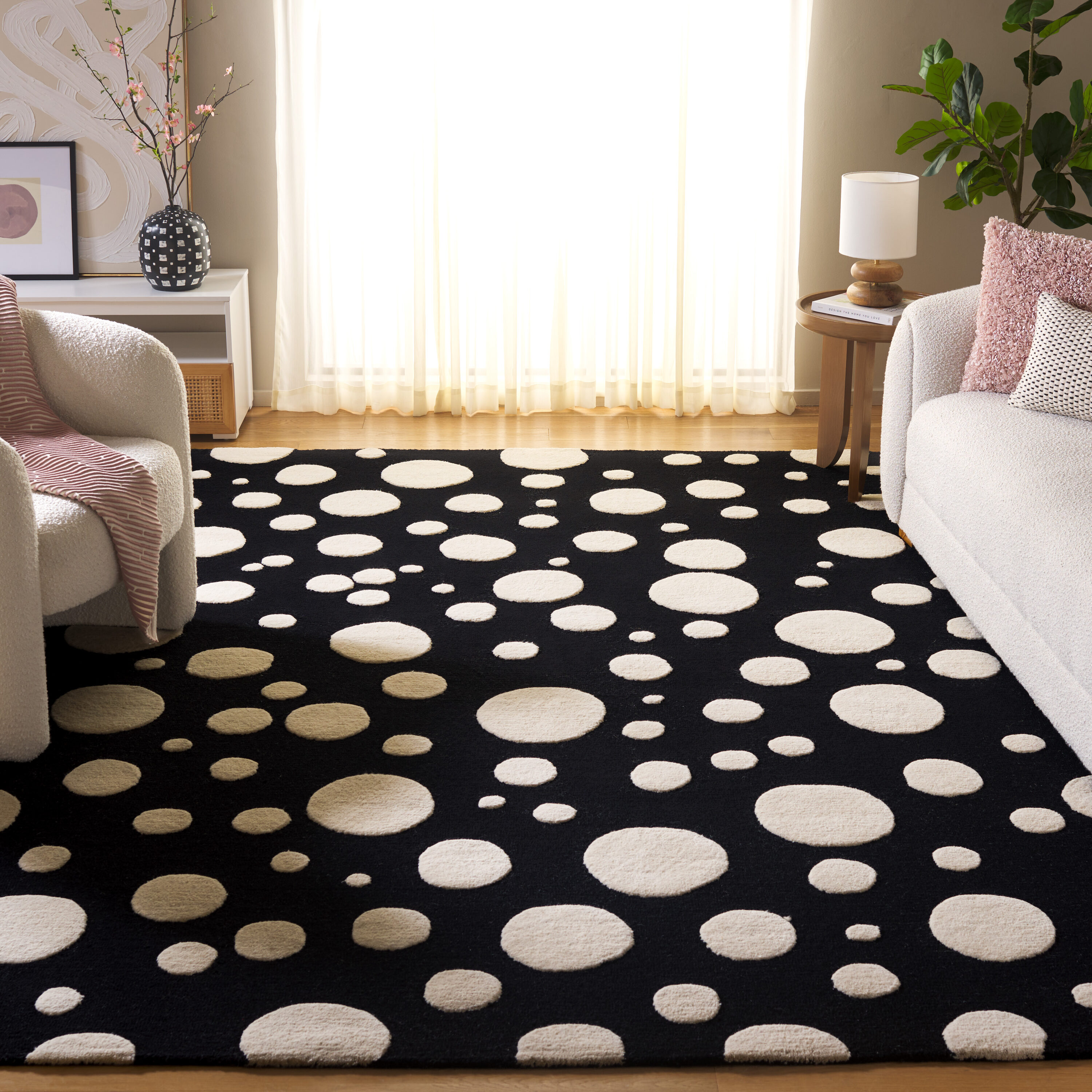  Cambridge 147 Black/Ivory Contemporary 8ft x 10ft Large Rectangle Rug