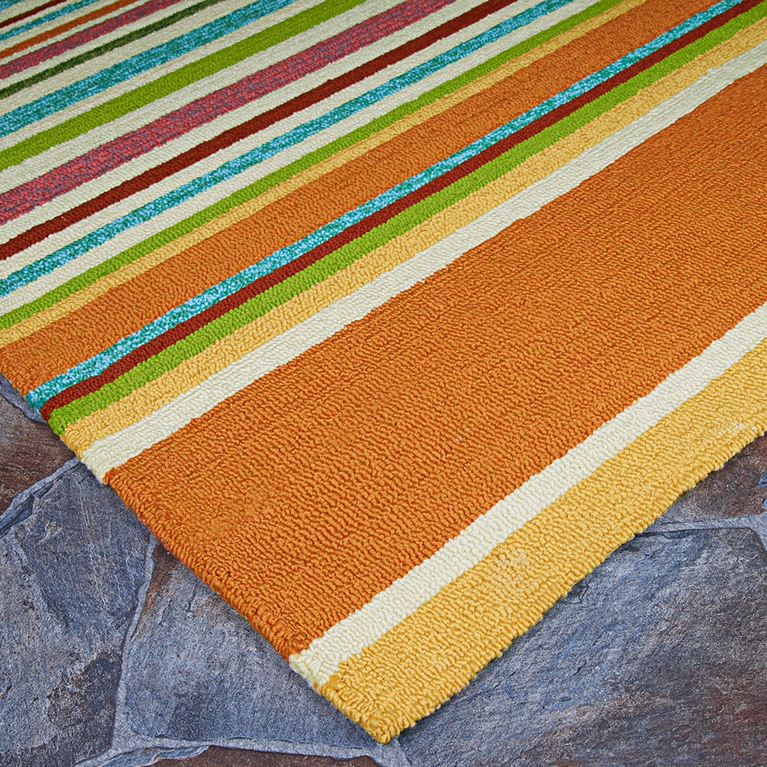 Coastal Charm Blue Stripe Reversible Wool-Blend Runner Rug, 2'6" x 8'6"