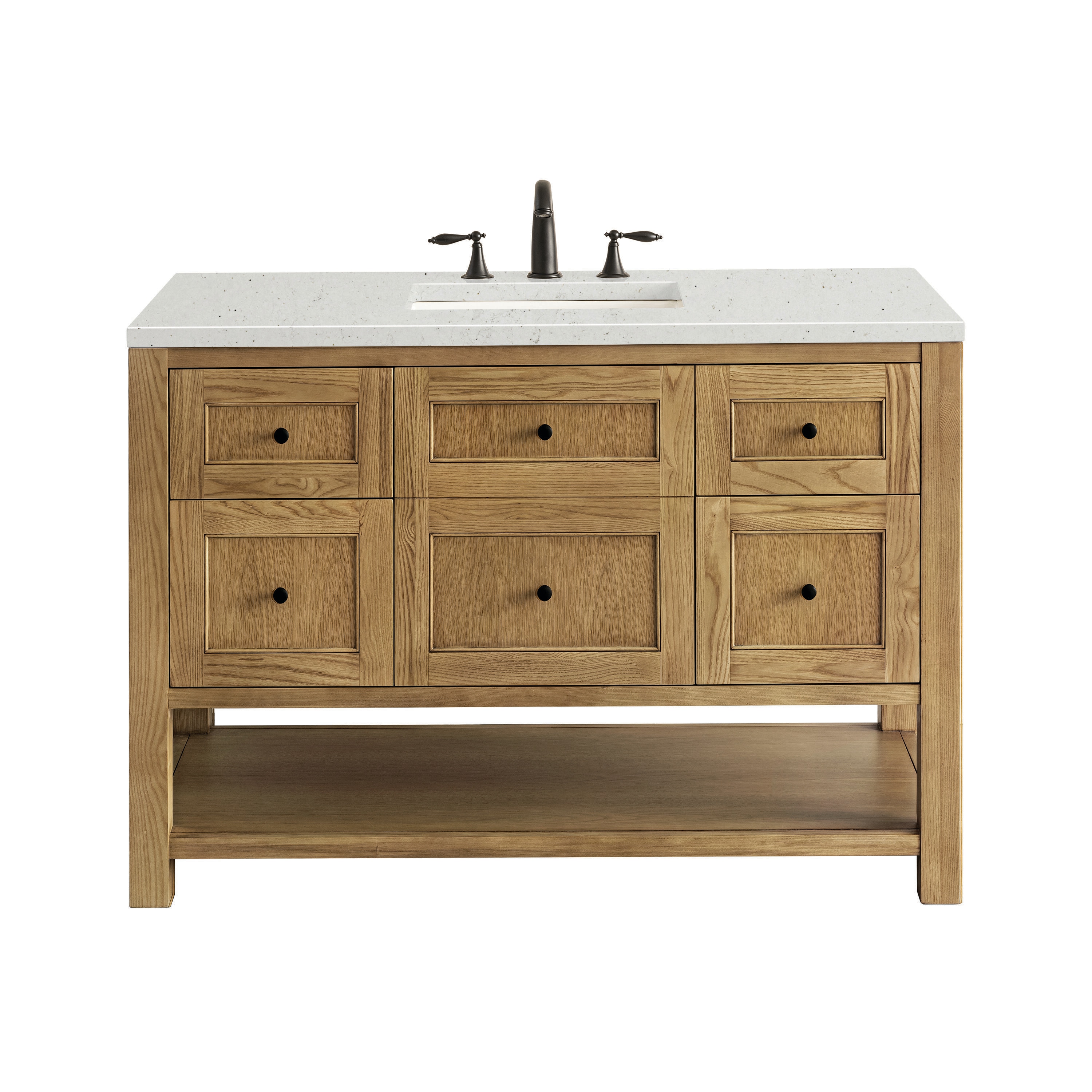 James Martin Vanities 330-V48-LNO-3LDL Breckenridge 48-in Light Natural Oak Undermount Single Sink Bathroom Vanity with Lime Delight Quartz Top
