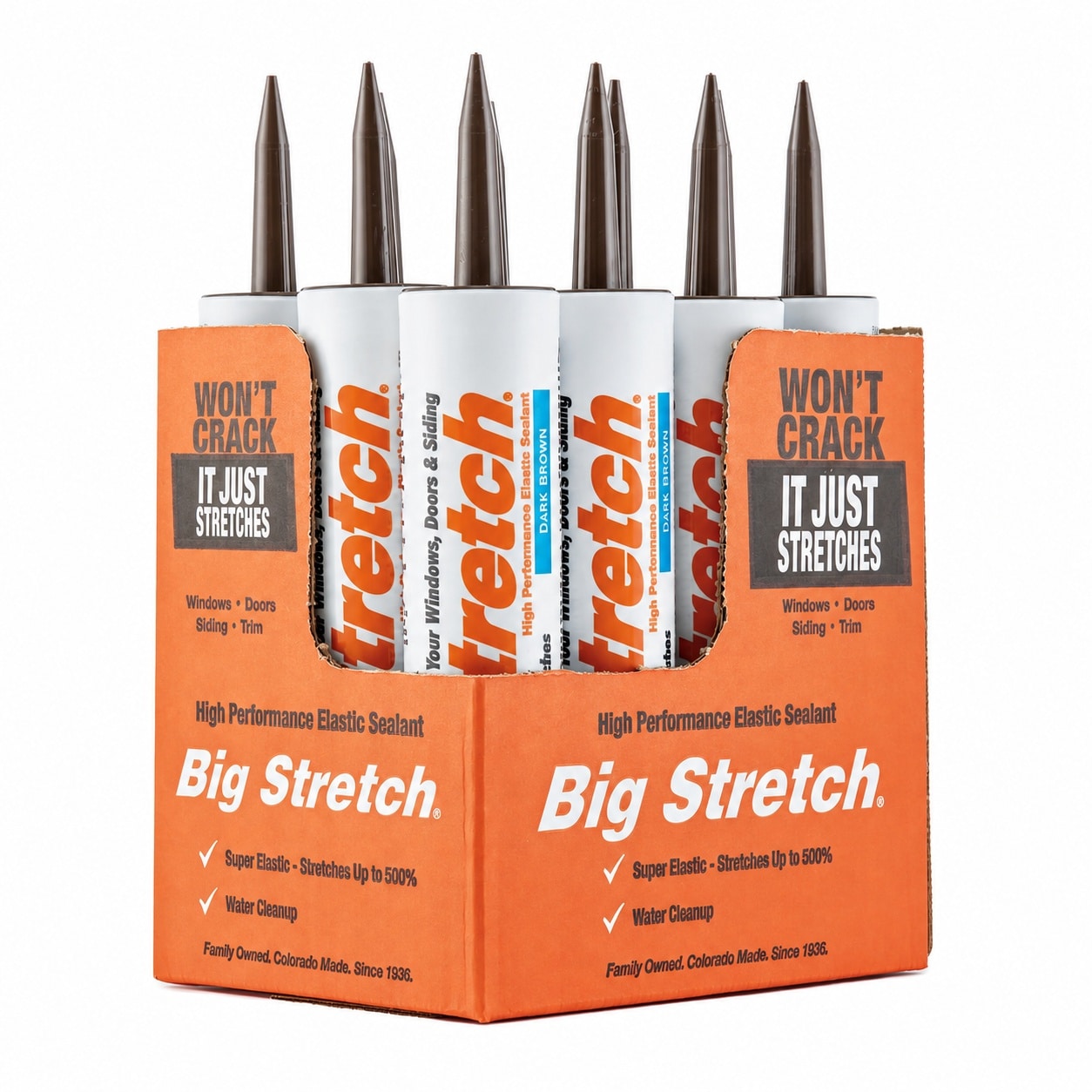 Phyfalip  Big Stretch Caulk Dark Brown 10.5 ounce Super Elastic Water Based Sealant for Interior and Exterior Use durable home and garden