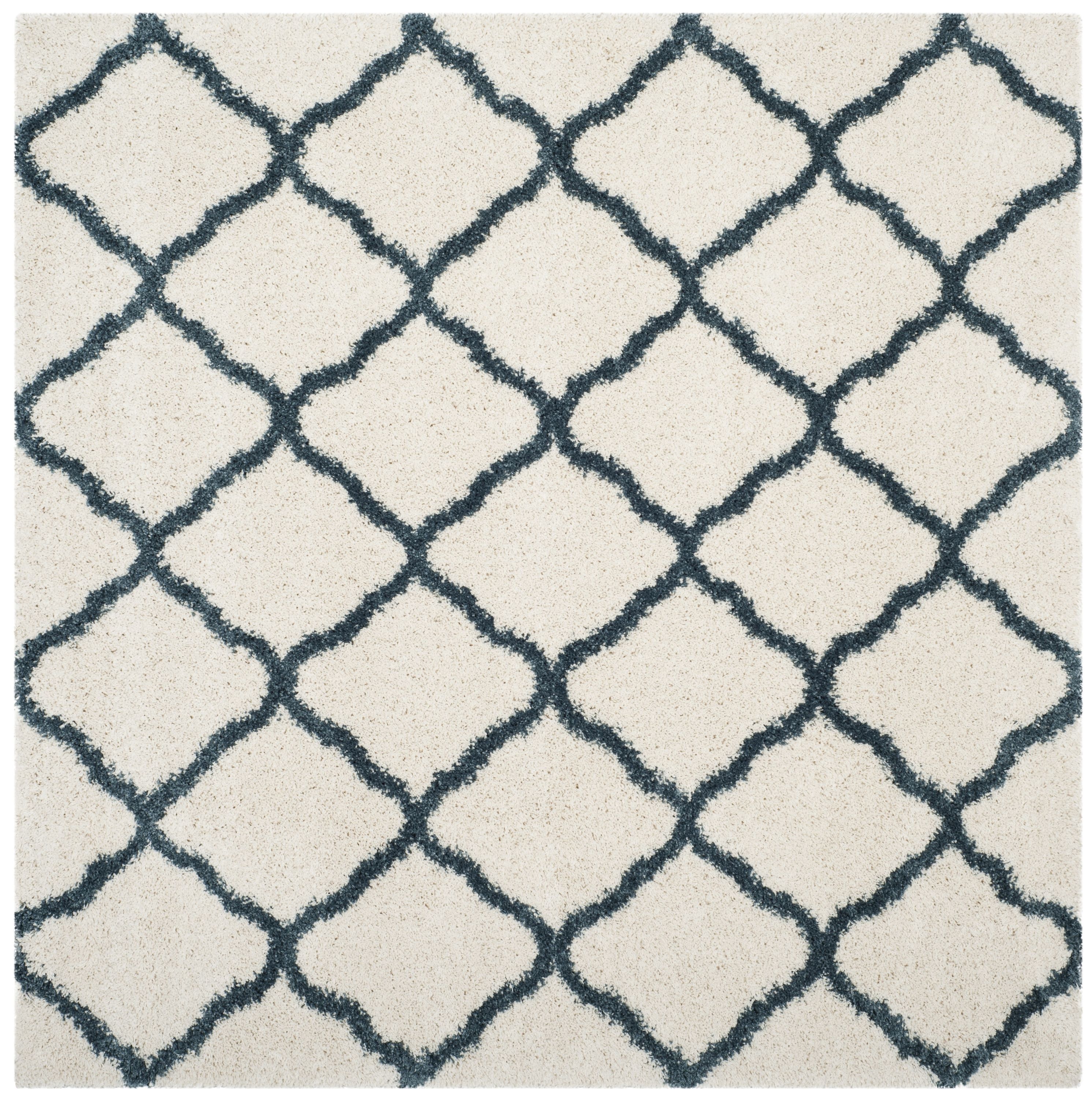 Safavieh SGH283T-7SQ Hudson Sabine Shag 7 x 7 (ft) Loomed Polypropylene Ivory/Slate Blue Square Indoor Trellis Area rug