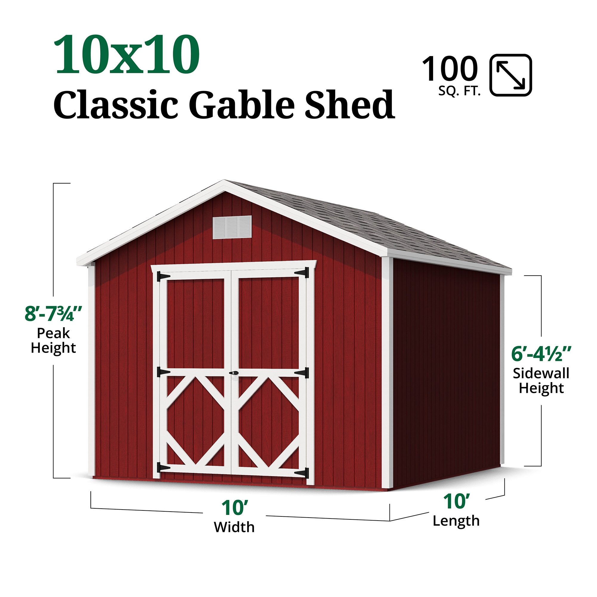 Little Cottage Co 10X10 CGS-PC-FK Wood-Storage-Buildings - View #3