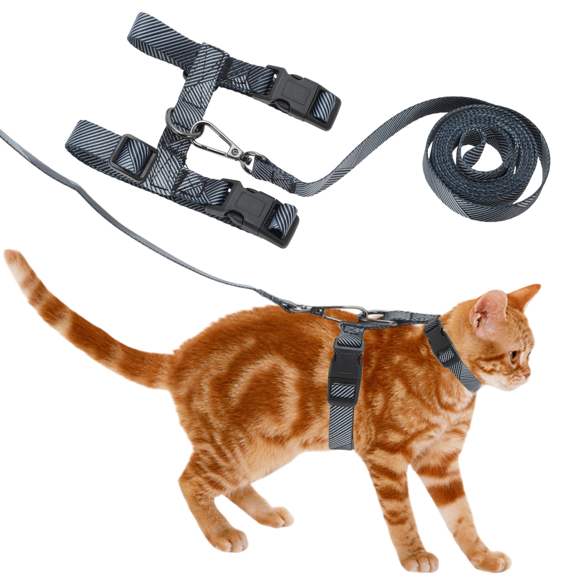 Unique Bargains Cat Harness and Leashset Escape Proof Cat Harness for Large and Small Cats Lightweight Soft Pet Harness and Leashset for Travel Walking Gray