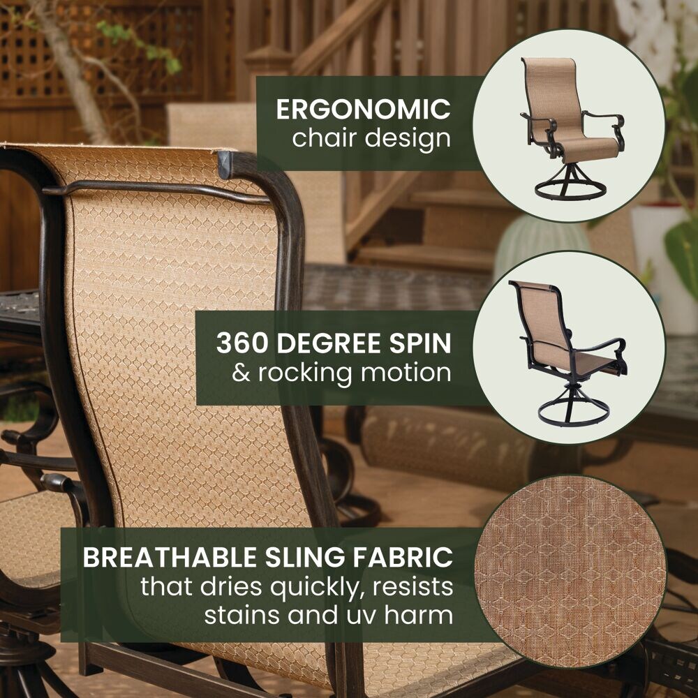 Brigantine 9-Piece Beige and Black Aluminum Outdoor Dining Set