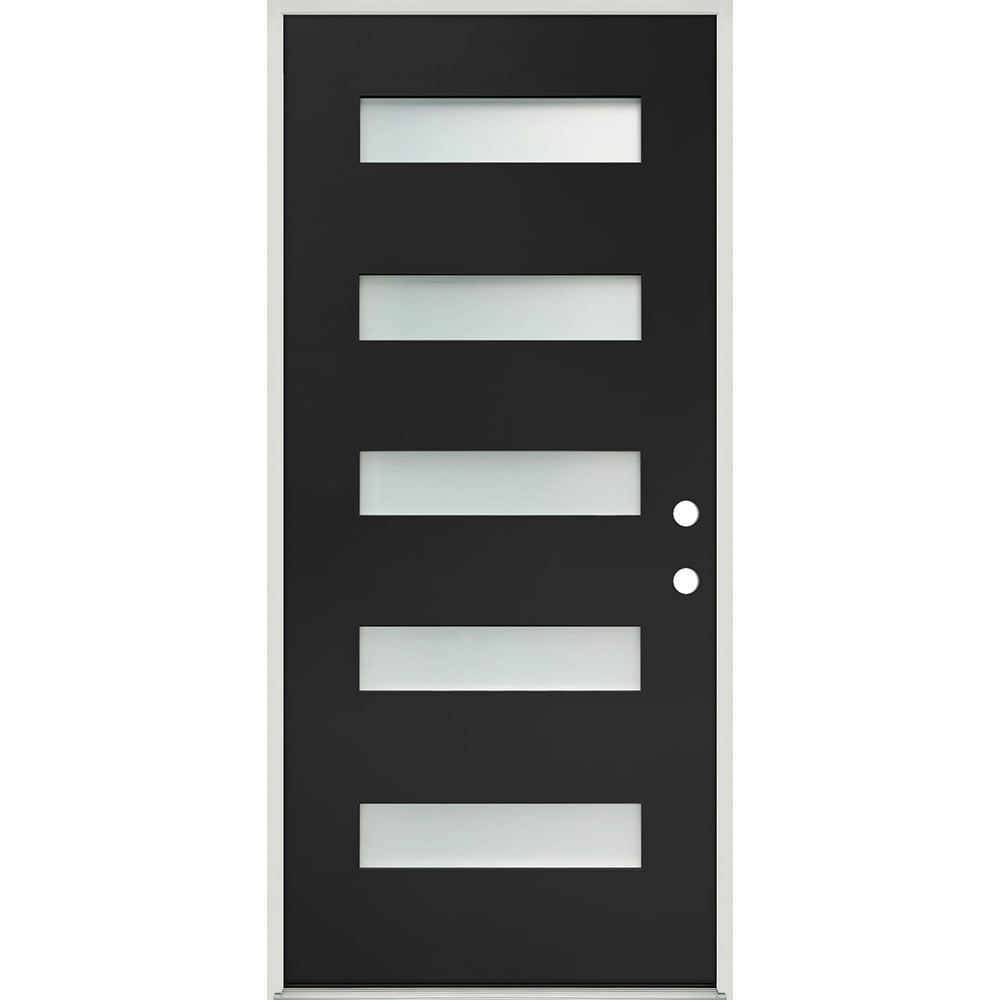 Greatview Doors FGK505SGL30L-6 36-in x 80-in x 6-9/16-in Fiberglass Pulse lite Left-hand inswing Black Painted Front Door Insulating core