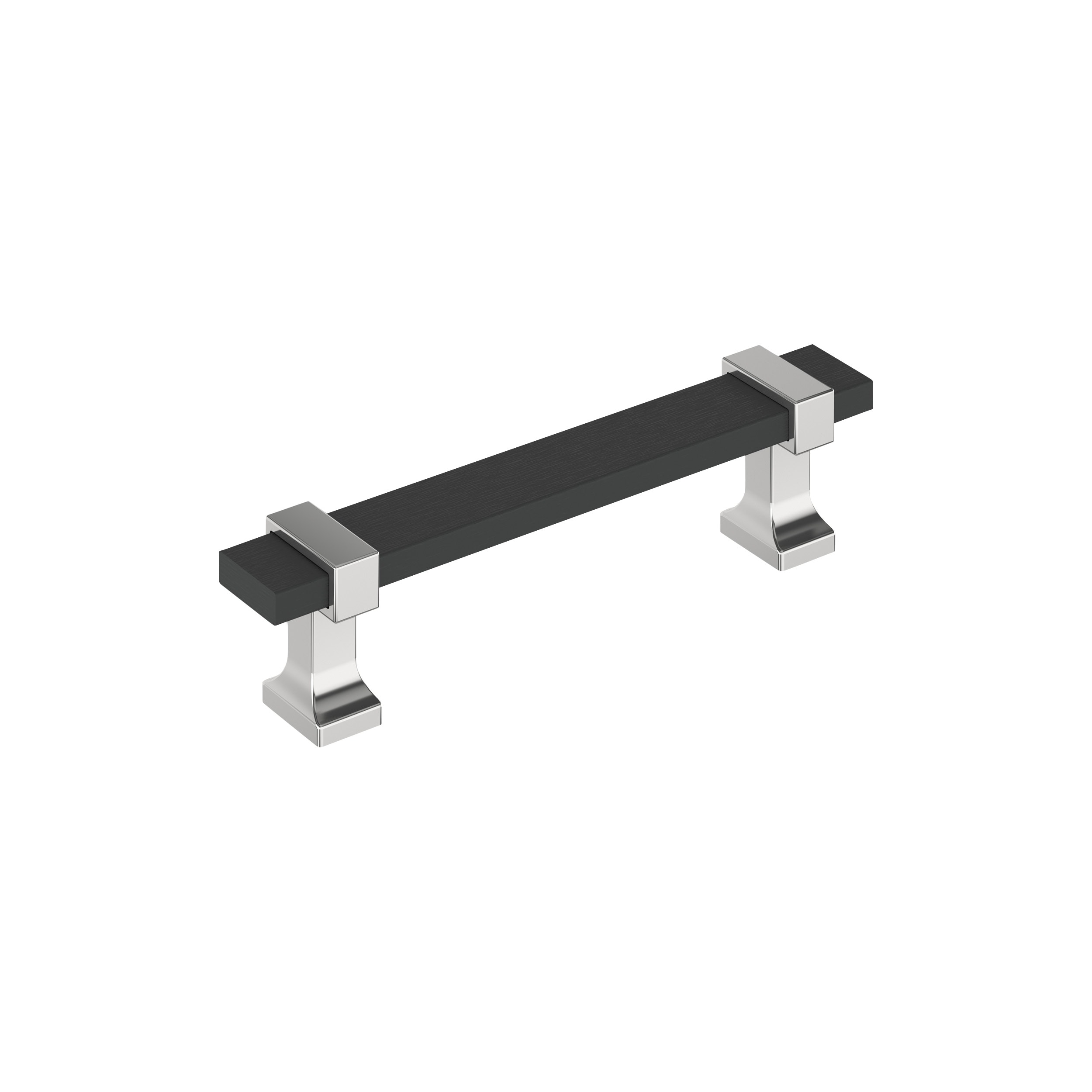 Amerock BP36681BMB26 Overton 3-3/4-in , 96mm Center to Center Brushed Matte Black/Polished Chrome Rectangular Bar