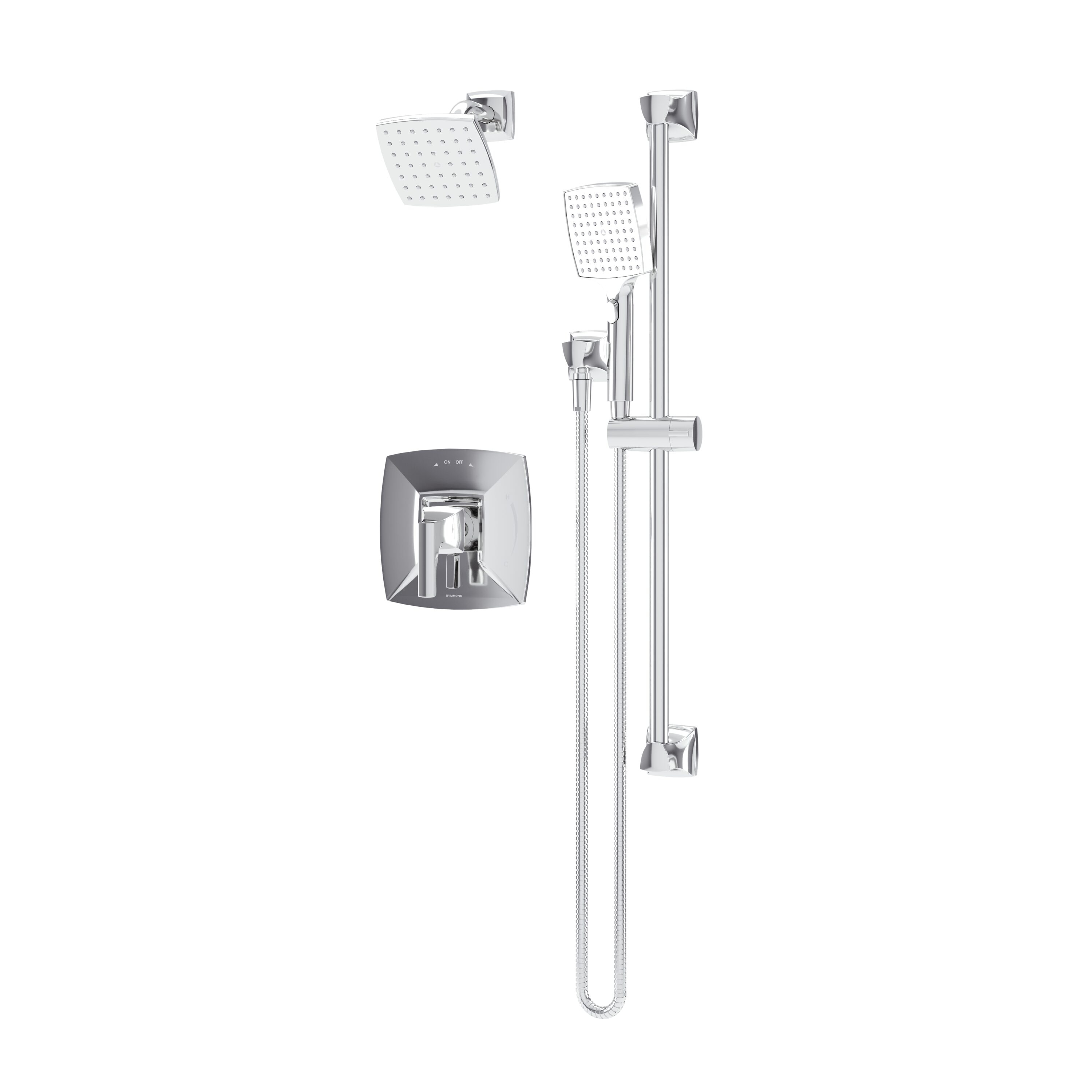 Symmons S569815TRM Oak Polished Chrome 5-in Dual Head Built-In Shower Faucet System with 2-way Diverter