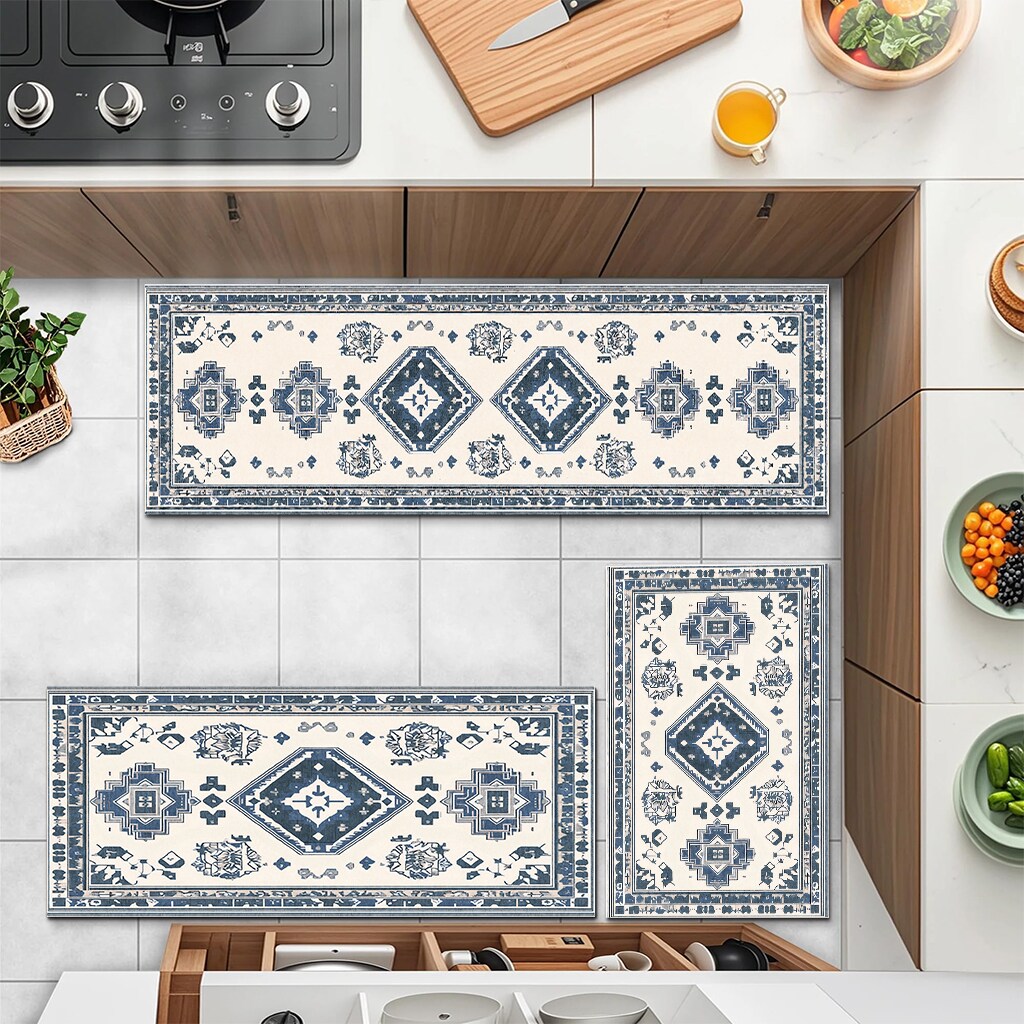 MaseiKar Room Rugs Retro Ethnic Style Kitchen Carpet 3 Piece Set Niche ...