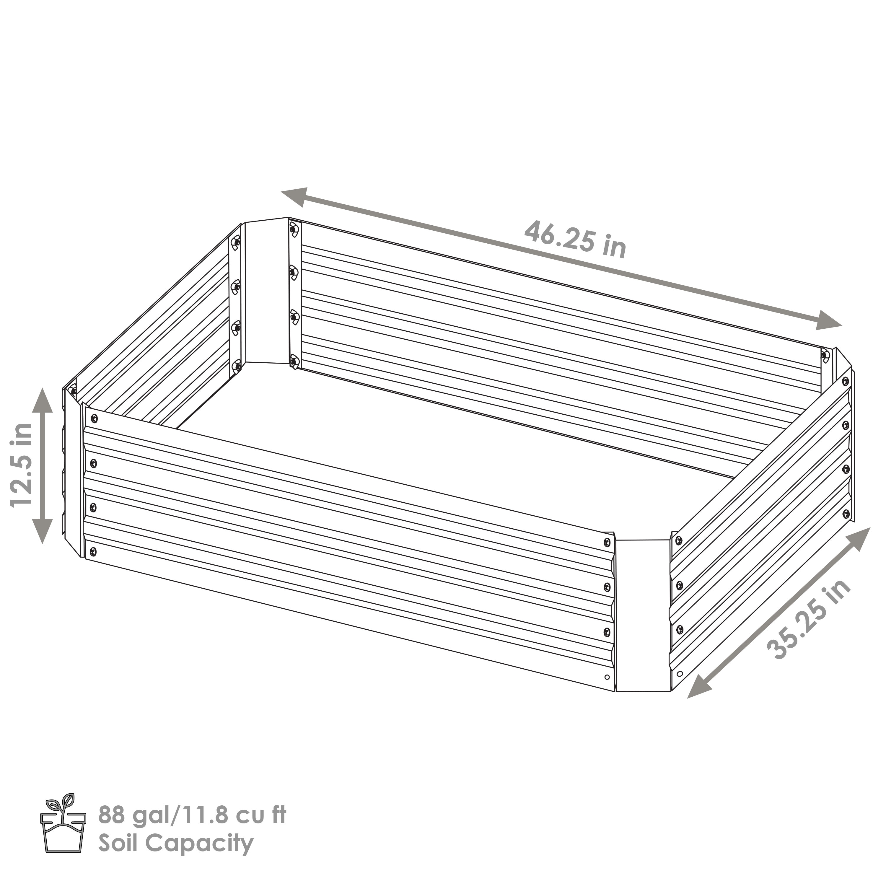 Silver Galvanized Steel Rectangle Raised Garden Bed for Outdoor Patio