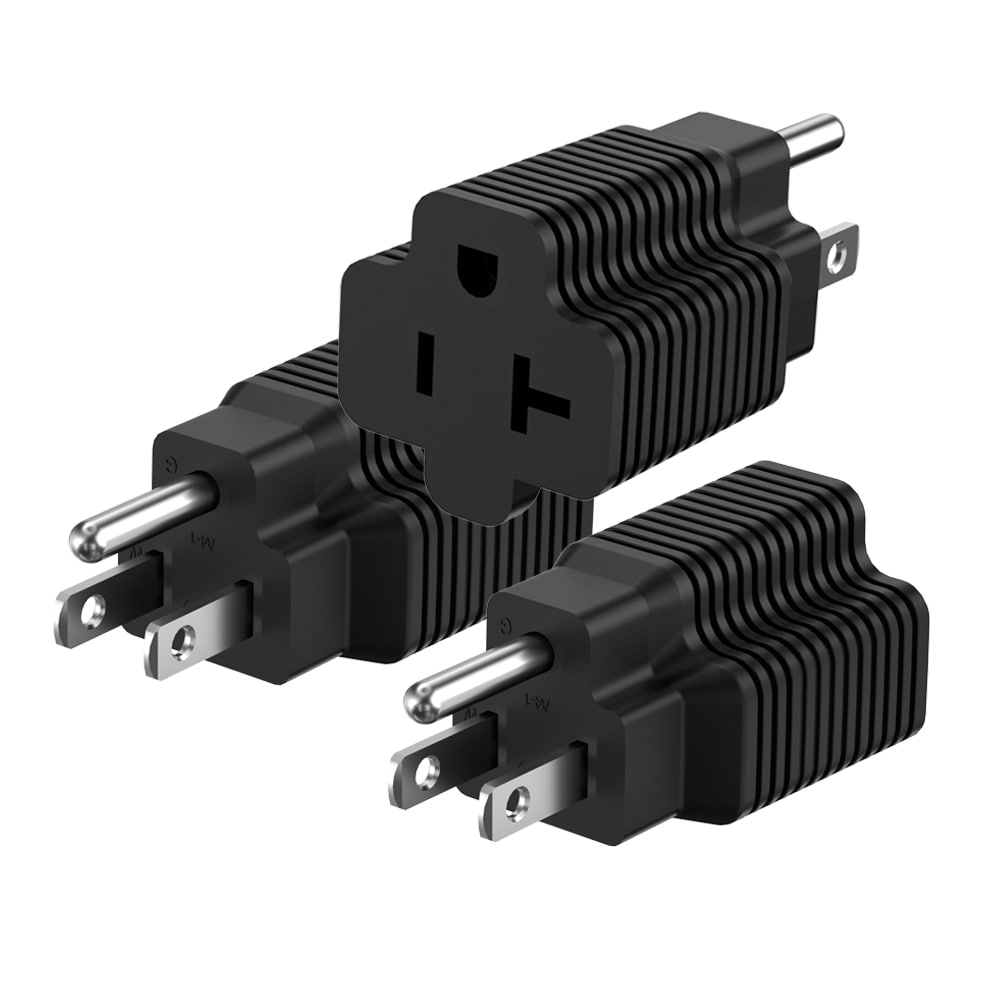ELEGRP  15A 3-Prong to 20A 3-Prong AC Power Adapter NEMA Standard Plug Converter 15A to 20A Electrical Adapter Black 3 Pack