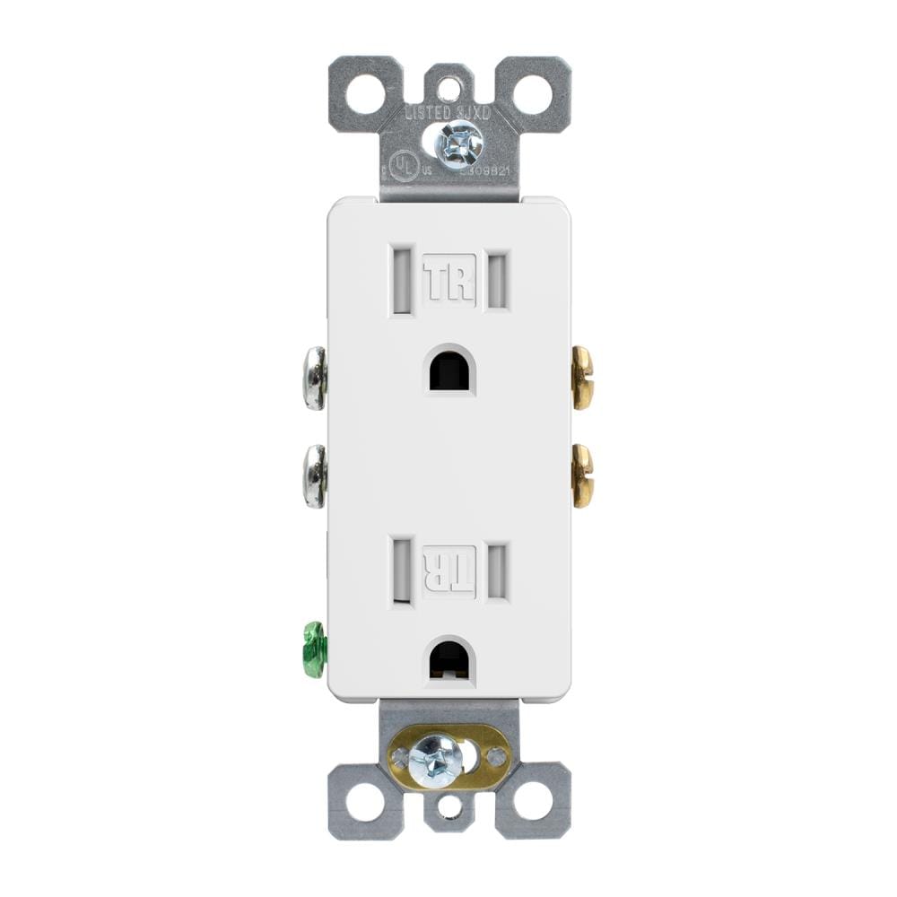 Utilitech 15-Amp 125-Volt Tamper Resistant Residential Decorator Outlet,  White (3-Pack) in the Electrical Outlets department at