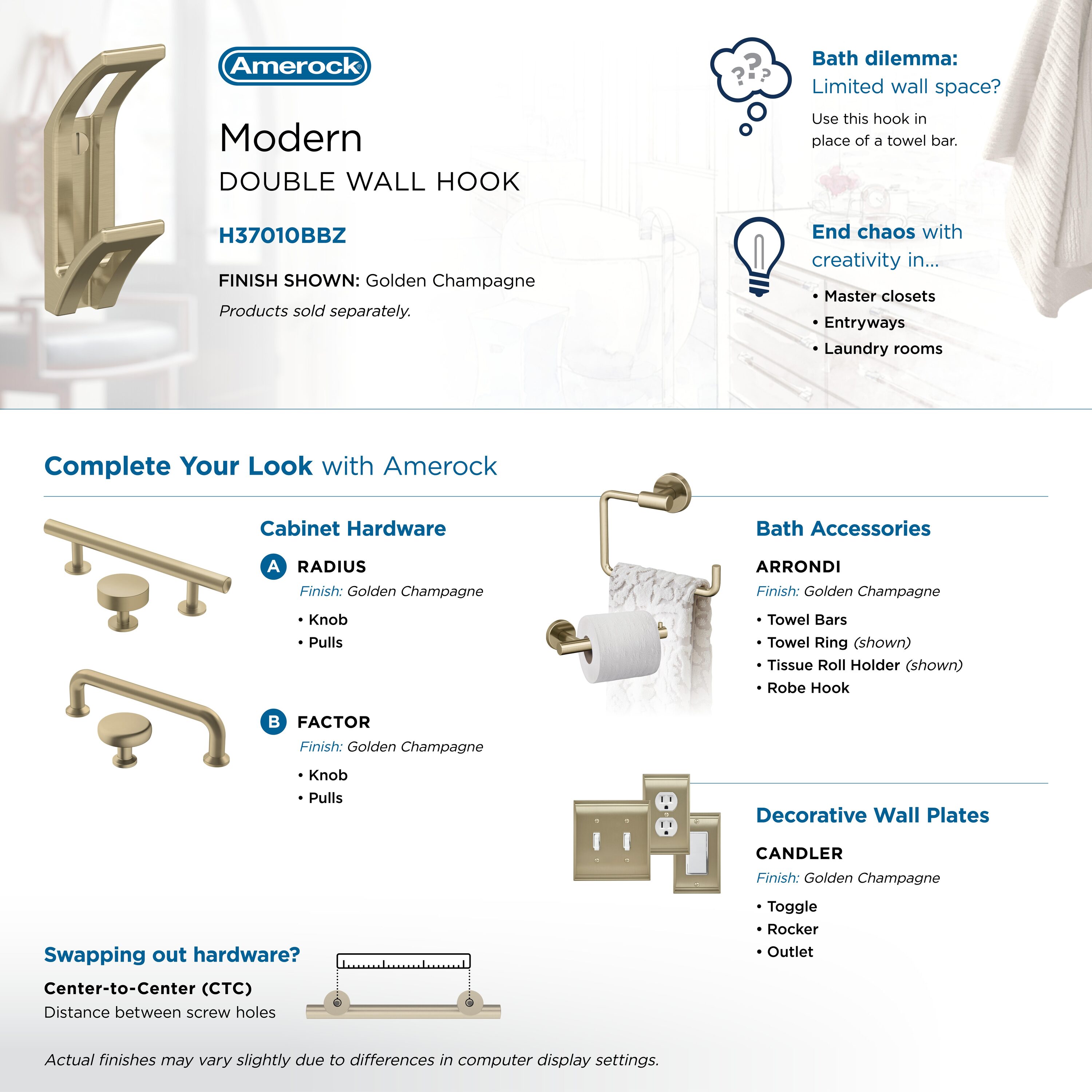 Amerock H37010BBZ Decorative-Wall-Hooks - View #6