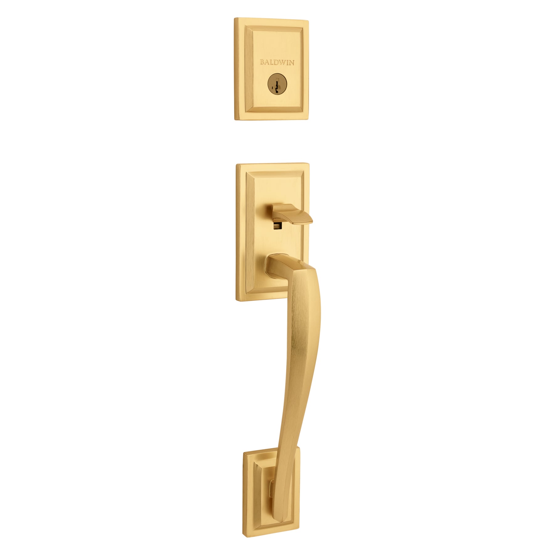 Baldwin Prestige Torrey Pines Satin Brass Smartkey Single Cylinder Deadbolt Keyed Entry Door 4676