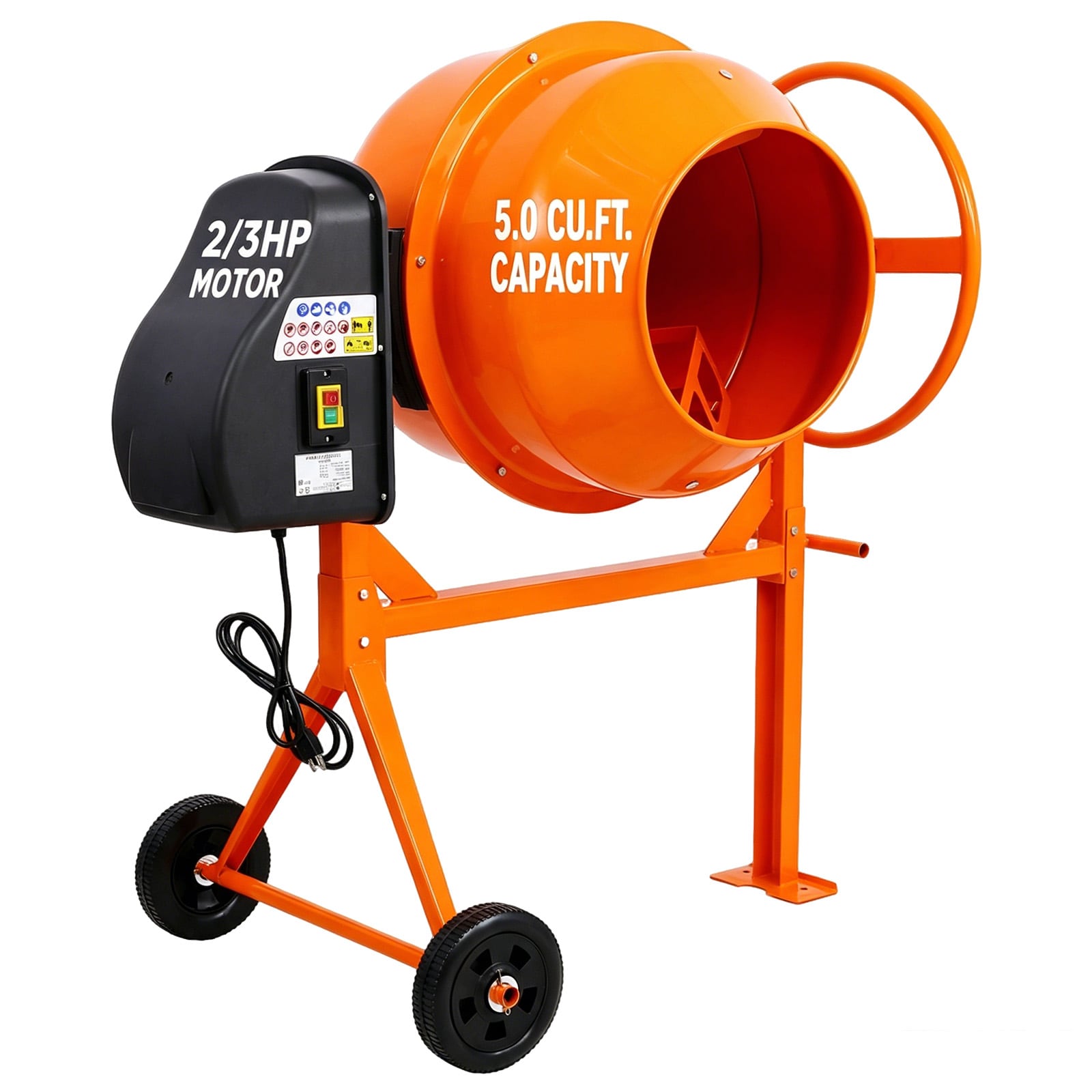 Tatayosi - 5 Cu ft Orange Electric Portable Power Cement Concrete Mixer Machine for Mortar Stucco...