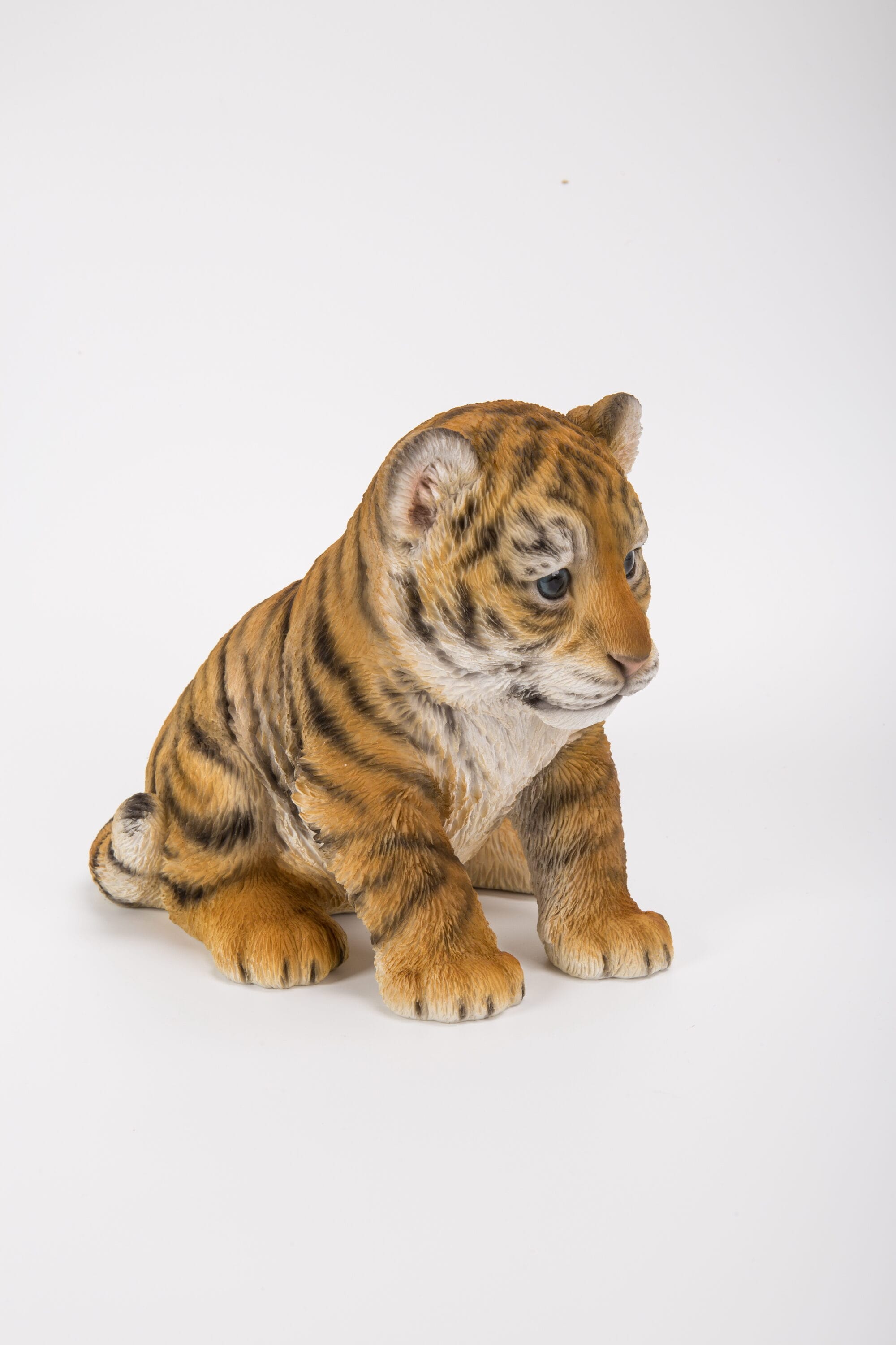 Adorable Realistic Sitting Tiger Cub Garden Statue