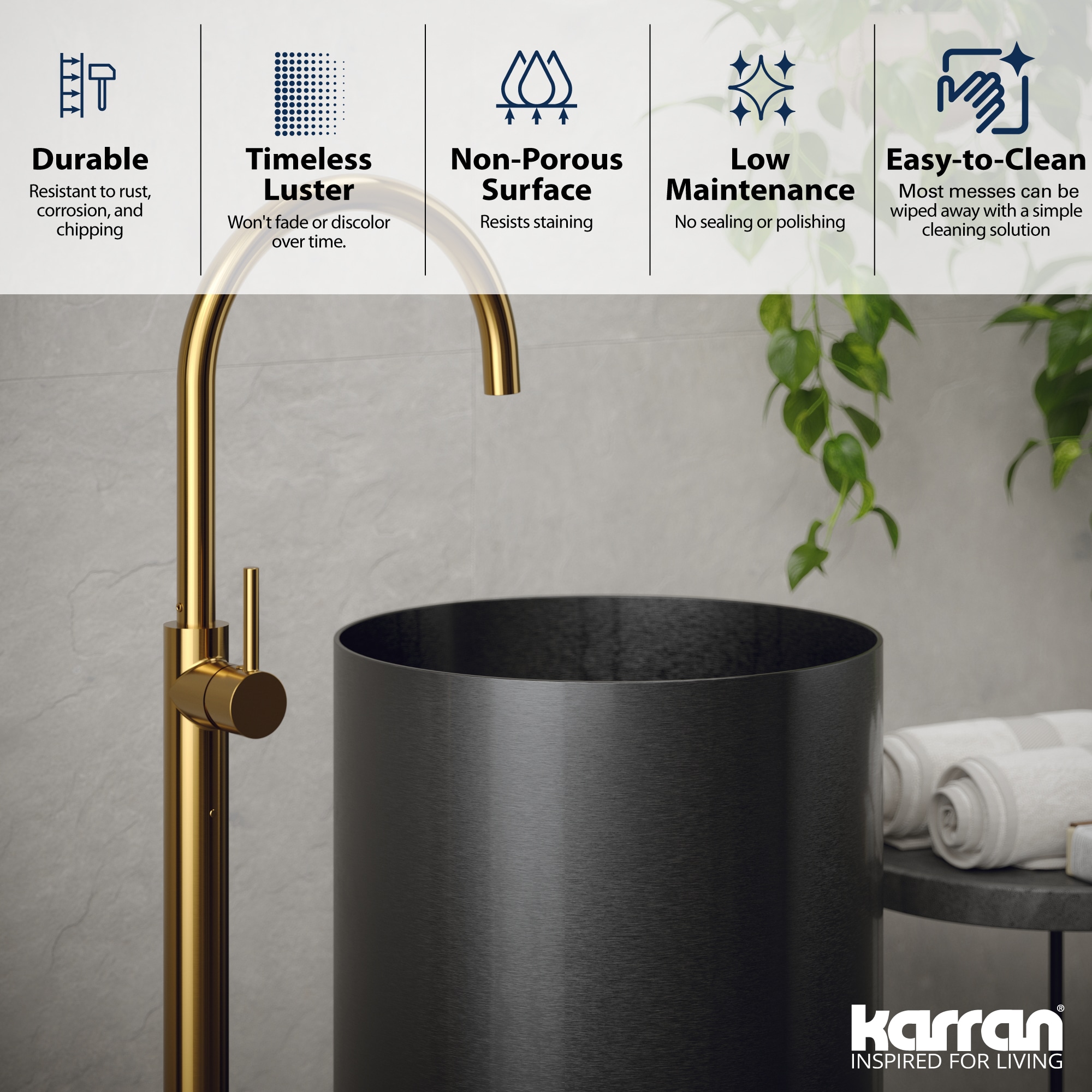Karran CCP100GG Complete-Pedestal-Lavatories - View #5