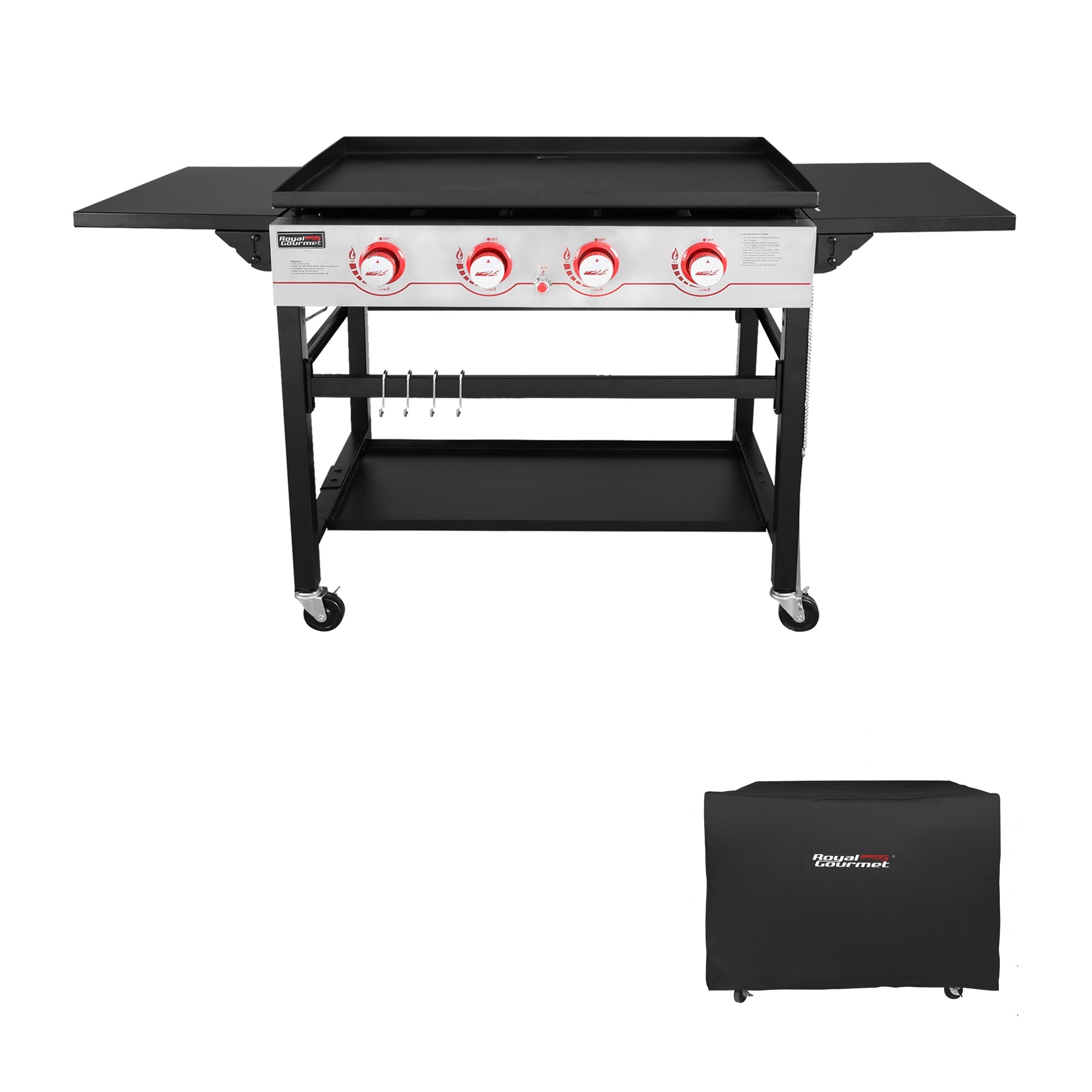 Royal Gourmet 4-Burner Gas Griddle 36-Inch Flat Top Gas Grill Outdoor  Portable