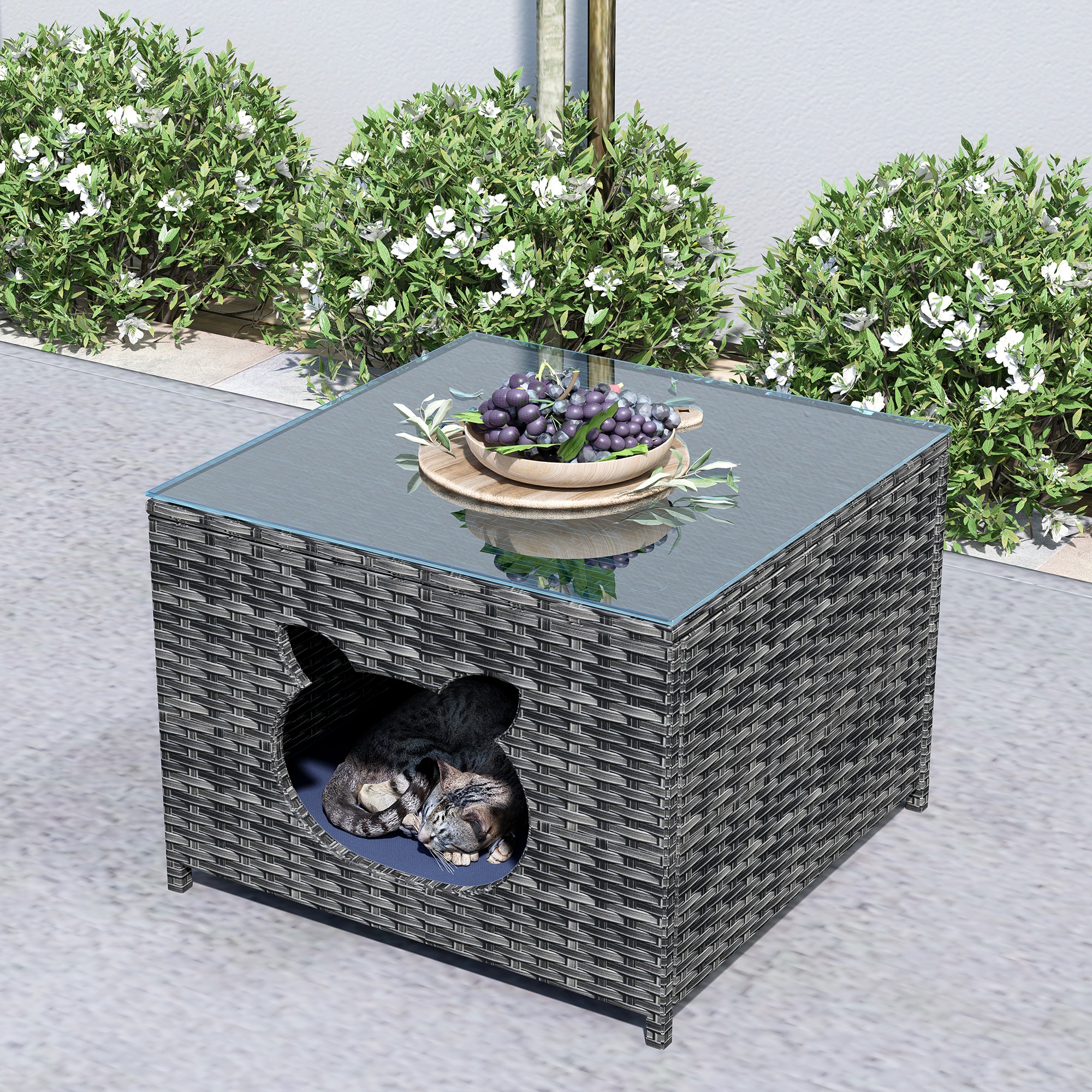 Ovios MG-T Square Wicker Outdoor Coffee Table 23.62-in W x 23.62-in L