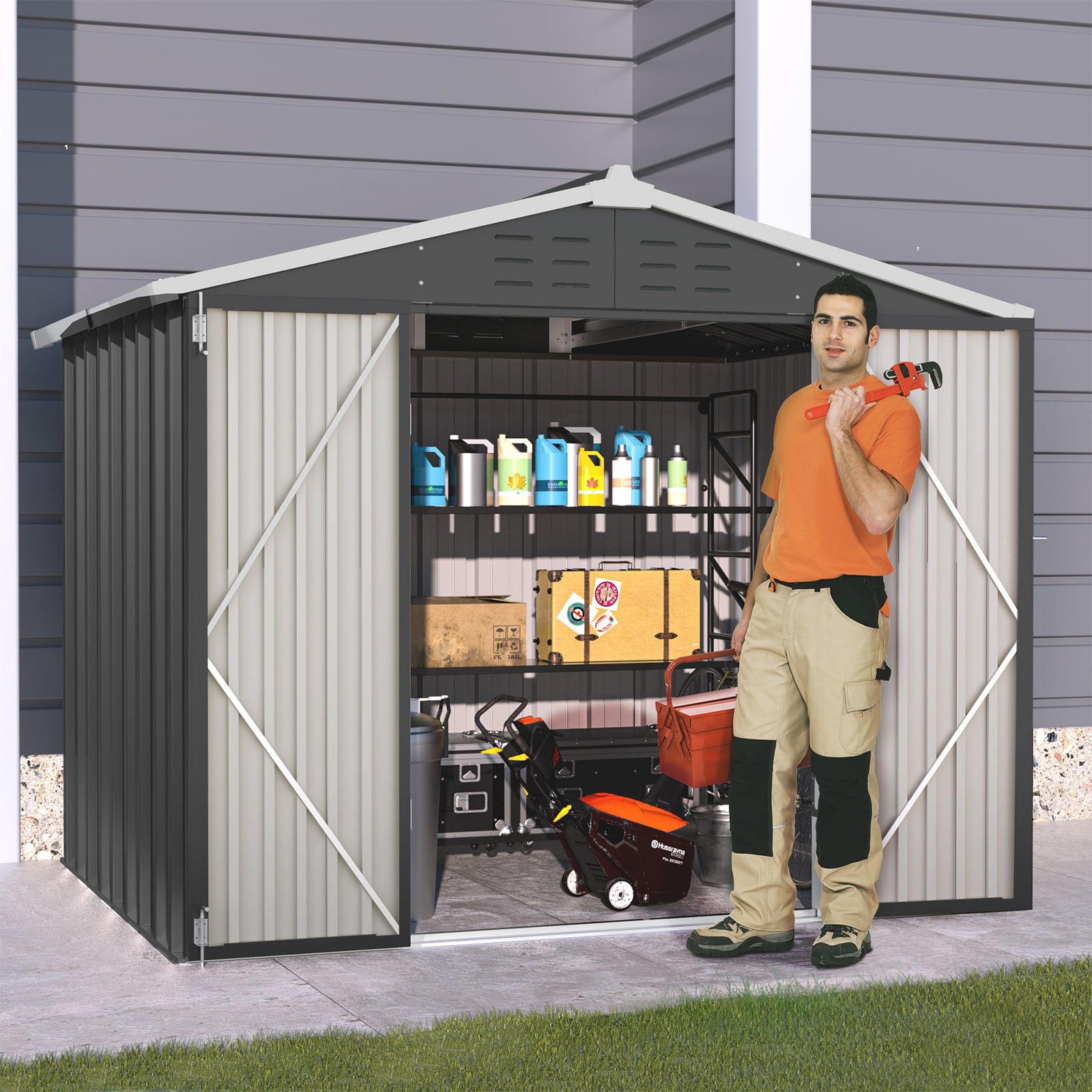 UDPATIO TP01GRY86-LW Metal-Storage-Buildings-Sheds - View #6