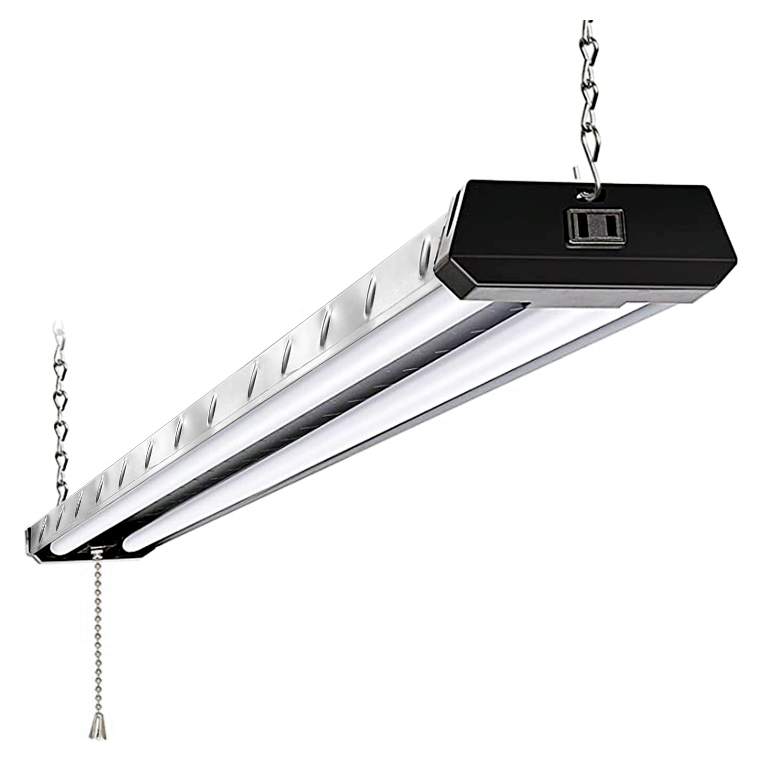 Cedar Hill 420402 4 ft. 250-Watt Equivalent Integrated LED Linkable Pattern Diamond Plate Silver Shop Light