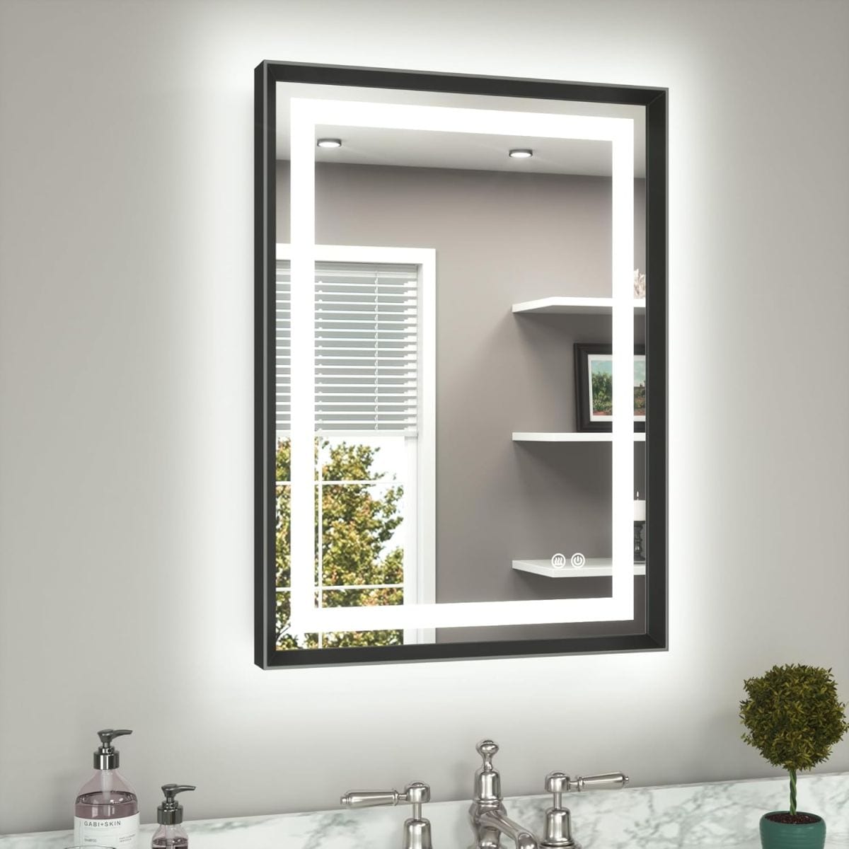 Blisstyle ZZZ1816UHTEUY PREMIUM 20-in x 30-in Polished Frameless Rectangle Dimmable LED Lighted Fog Free Bathroom Vanity Mirror ( Clear )