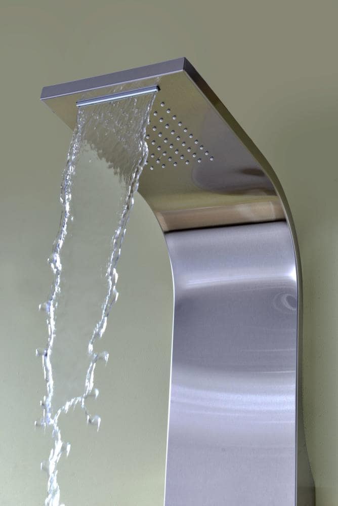ANZZI Niagara Brushed Steel Waterfall Shower Panel System with 3 