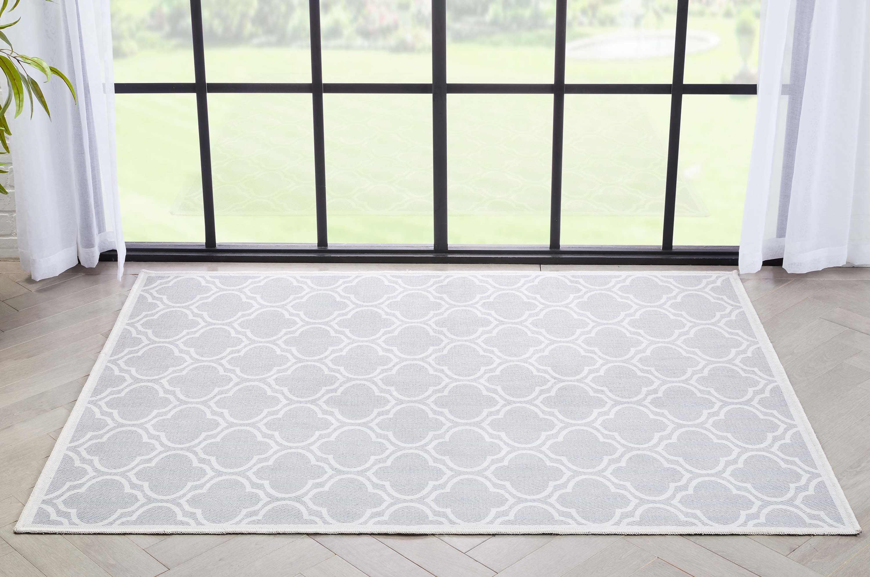 Well Woven W-MR-04B-4 3 x 5 (ft) Flatweave Polyester Grey Rectangular Indoor Tribal Moroccan Machine washable Area rug