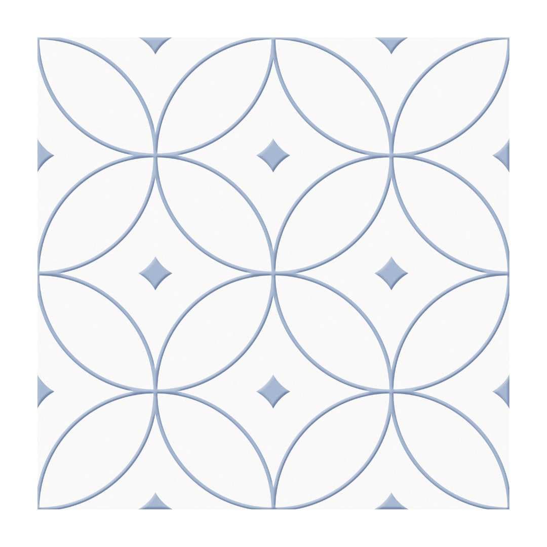 The Tile Life SALHA1010AZ Sample - Winifred Azul 10-in x 10-in Glossy Porcelain Encaustic Floor and Wall Tile
